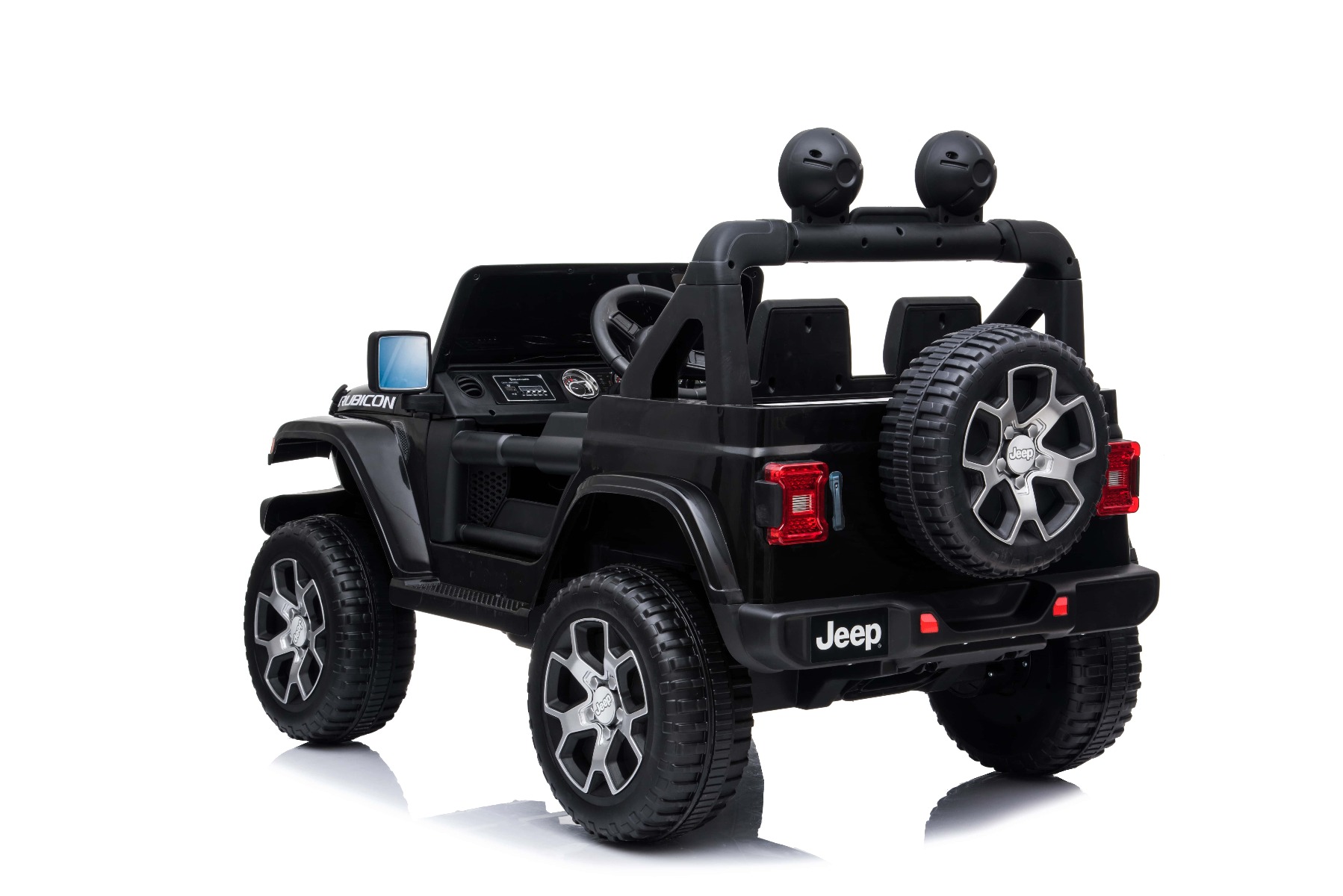 Mașinuță electrică pentru copii JEEP Wrangler, Negru, scaun din piele, Radio cu intrare Bluetooth și USB, unitate 4x4, baterie cu litiu, roți EVA, suspensii spate, telecomandă de 2,4 GHz, comutator funcție telecomandă/ pedală, licențiat - imagine 5