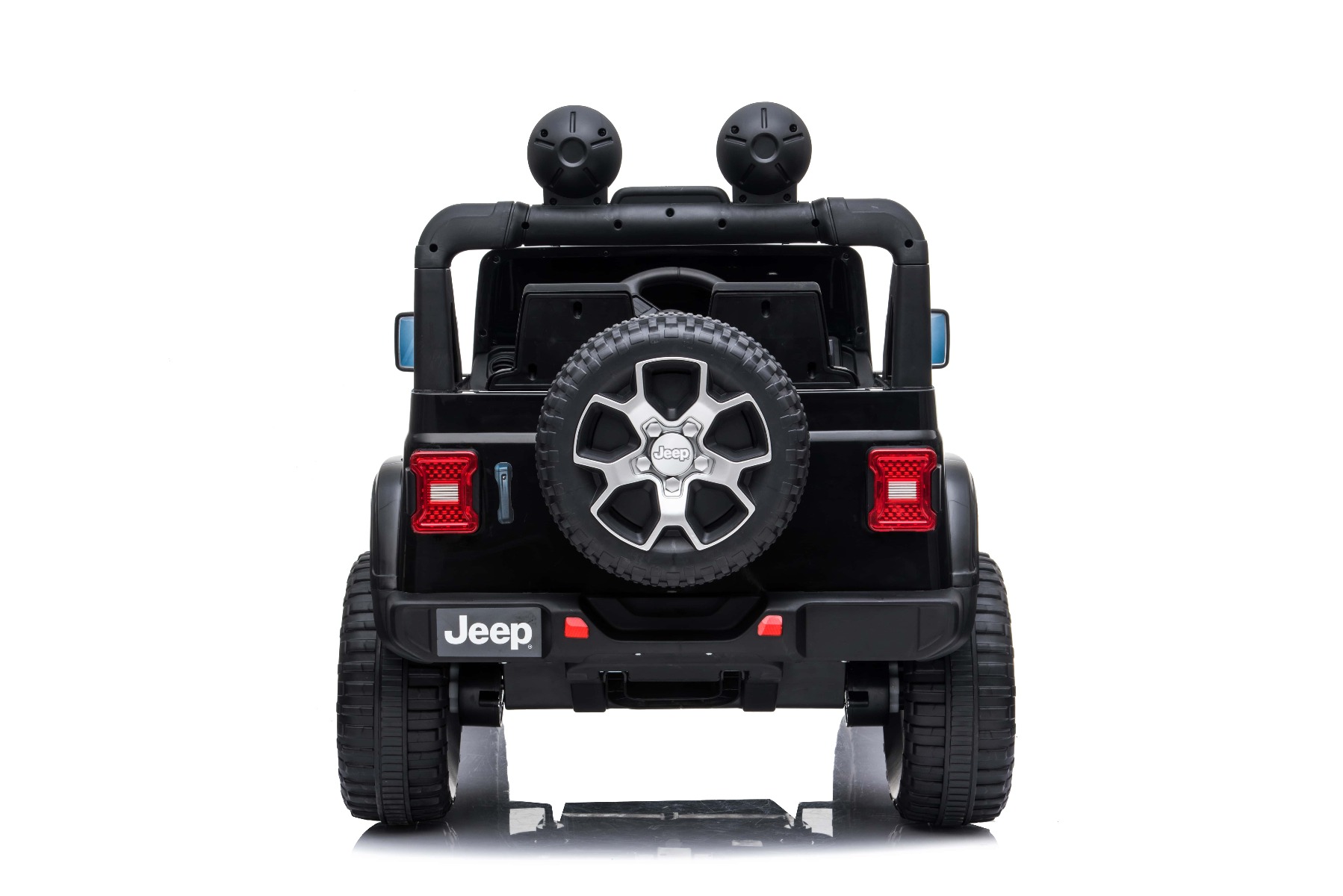 Mașinuță electrică pentru copii JEEP Wrangler, Negru, scaun din piele, Radio cu intrare Bluetooth și USB, unitate 4x4, baterie cu litiu, roți EVA, suspensii spate, telecomandă de 2,4 GHz, comutator funcție telecomandă/ pedală, licențiat - imagine 6