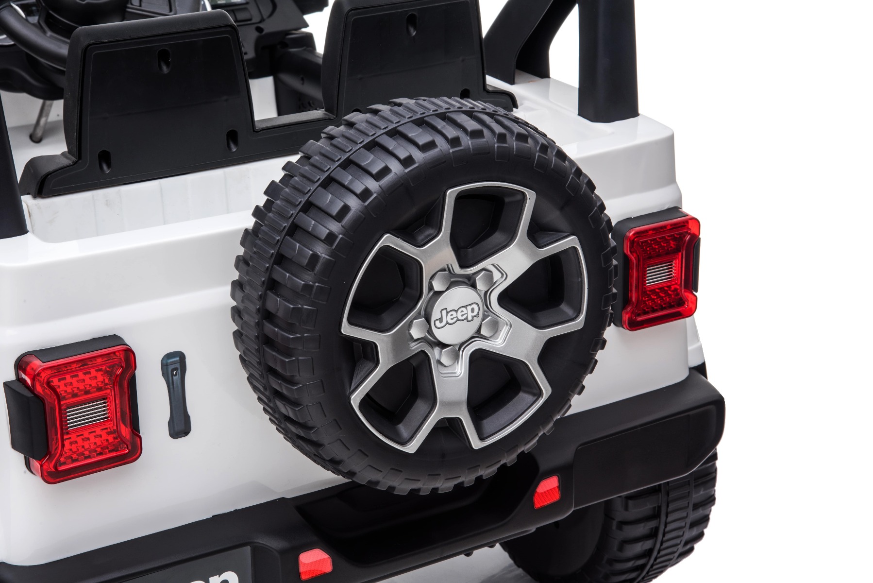 Mașinuță electrică pentru copii JEEP Wrangler, Alb, scaun din piele, Radio cu intrare Bluetooth și USB, unitate 4x4, baterie cu litiu, roți EVA, suspensii spate, telecomandă de 2,4 GHz, comutator funcție telecomandă/ pedală, licențiat - imagine 12