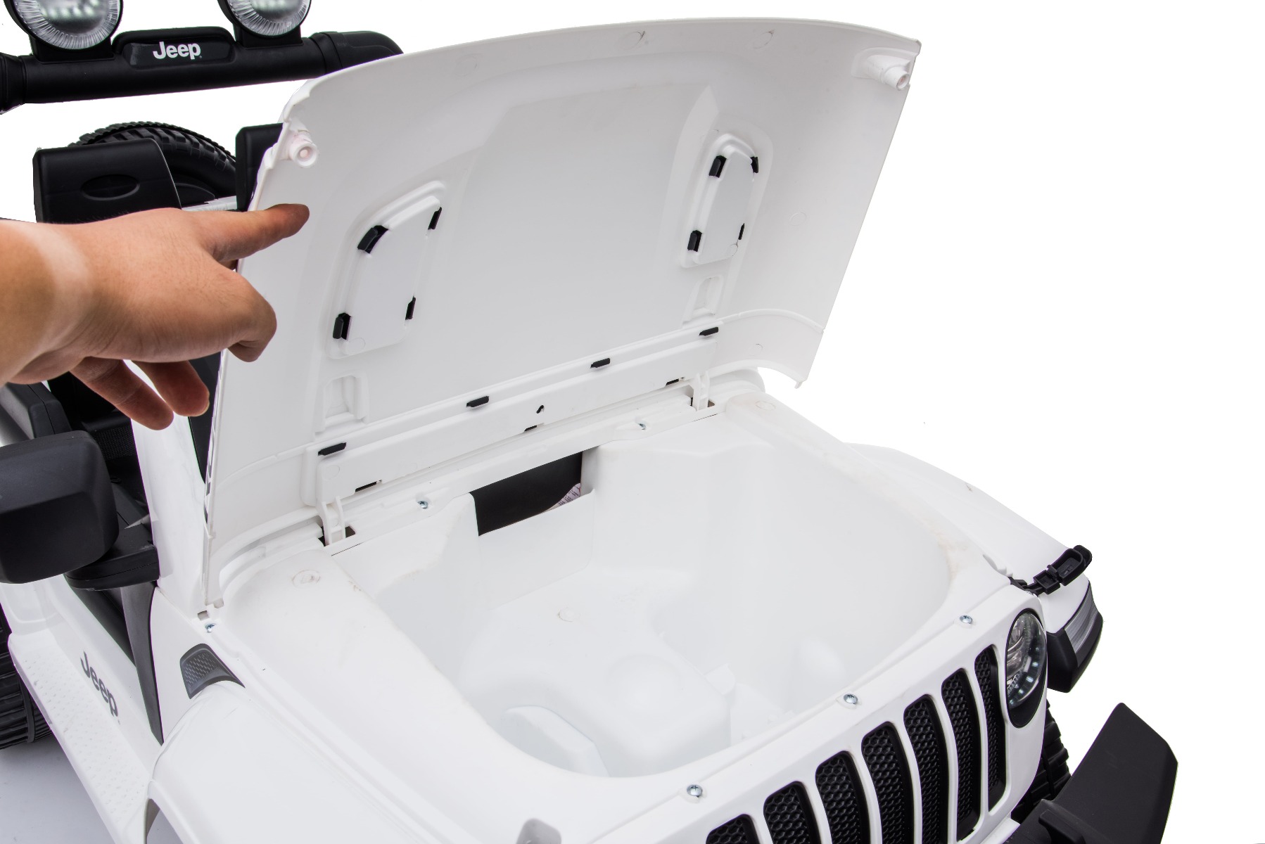 Mașinuță electrică pentru copii JEEP Wrangler, Alb, scaun din piele, Radio cu intrare Bluetooth și USB, unitate 4x4, baterie cu litiu, roți EVA, suspensii spate, telecomandă de 2,4 GHz, comutator funcție telecomandă/ pedală, licențiat - imagine 25