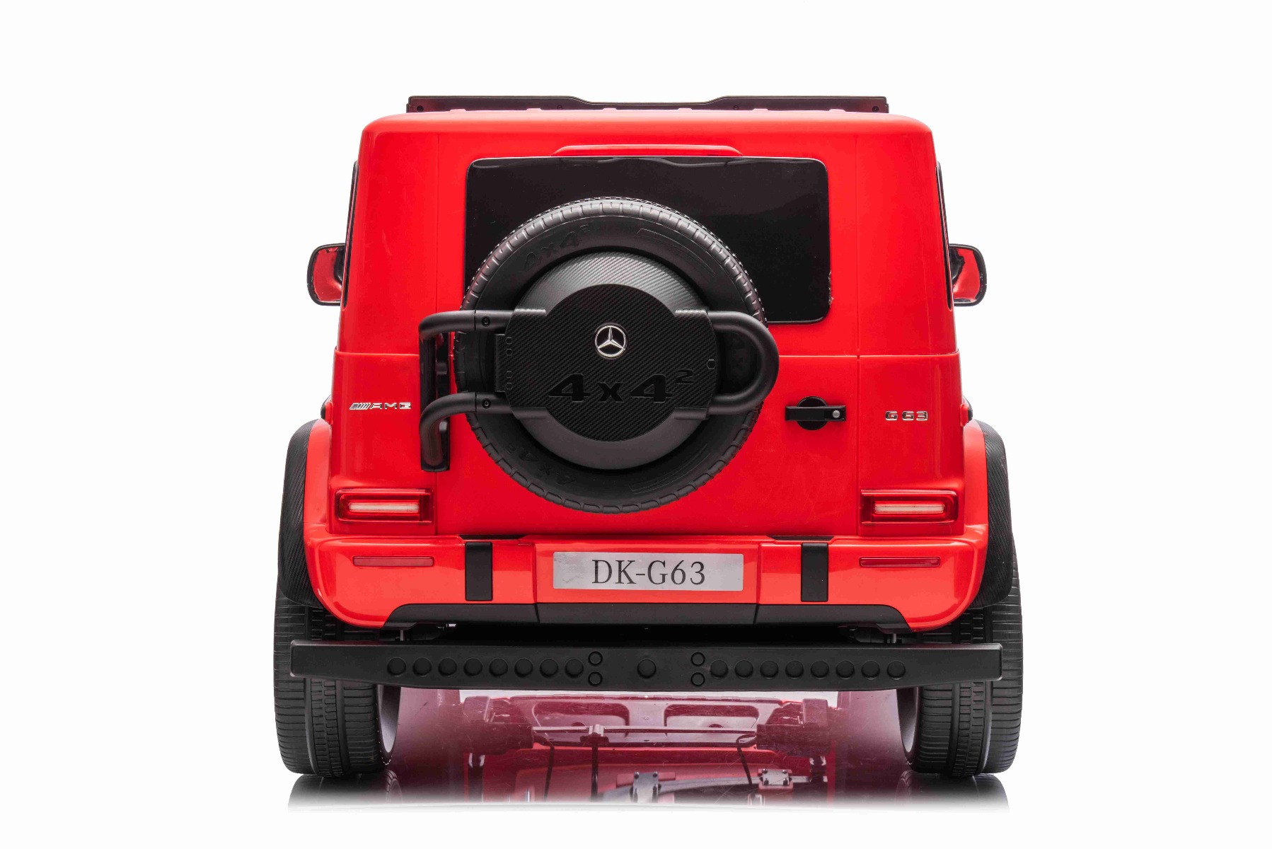 Mașină electrică Mercedes-Benz G63 AMG 4x4 cu două locuri 12V, roșu, MP3 Player cu intrare USB/AUX, tracțiune 4x4, baterie 12V14Ah, roți EVA cu suspensie, scaune din piele, telecomandă, licențiat - imagine 5