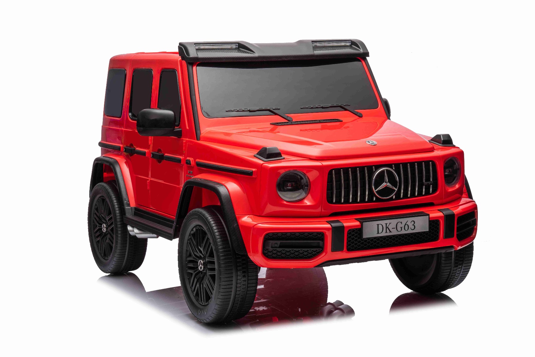 Mașină electrică Mercedes-Benz G63 AMG 4x4 cu două locuri 12V, roșu, MP3 Player cu intrare USB/AUX, tracțiune 4x4, baterie 12V14Ah, roți EVA cu suspensie, scaune din piele, telecomandă, licențiat - imagine 7