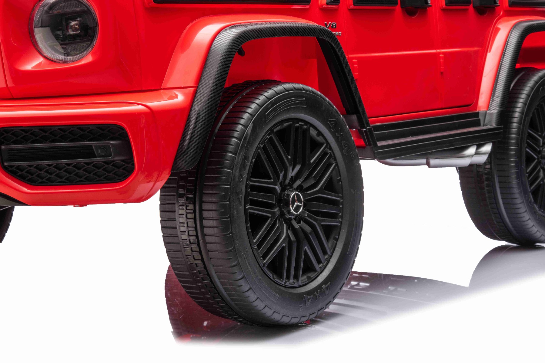Mașină electrică Mercedes-Benz G63 AMG 4x4 cu două locuri 12V, roșu, MP3 Player cu intrare USB/AUX, tracțiune 4x4, baterie 12V14Ah, roți EVA cu suspensie, scaune din piele, telecomandă, licențiat - imagine 15