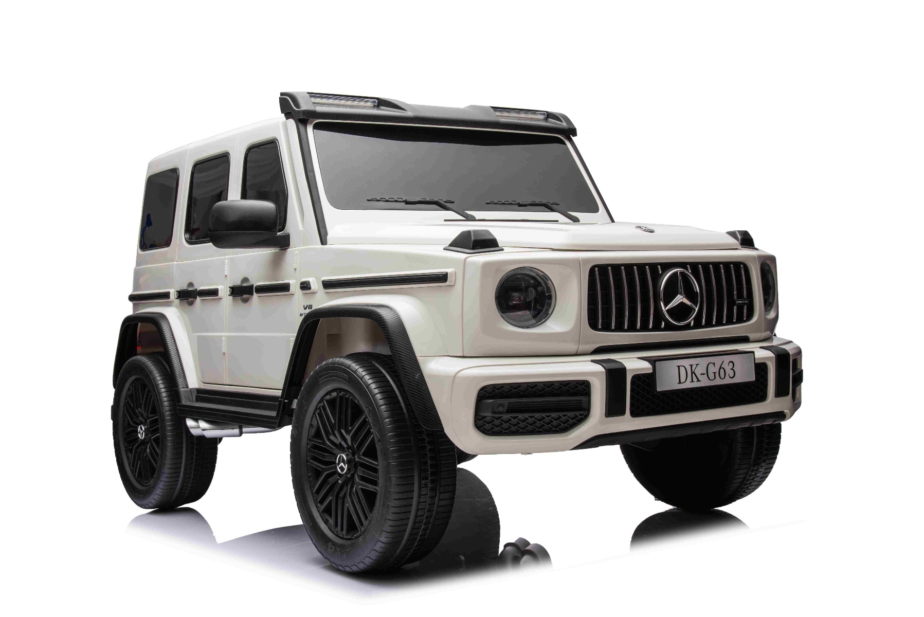 Mașină electrică Mercedes-Benz G63 AMG 4x4 cu două locuri 12V, alb, MP3 Player cu intrare USB/AUX, tracțiune 4x4, baterie 12V14Ah, roți EVA cu suspensie, scaune din piele, telecomandă, licențiat - imagine 13