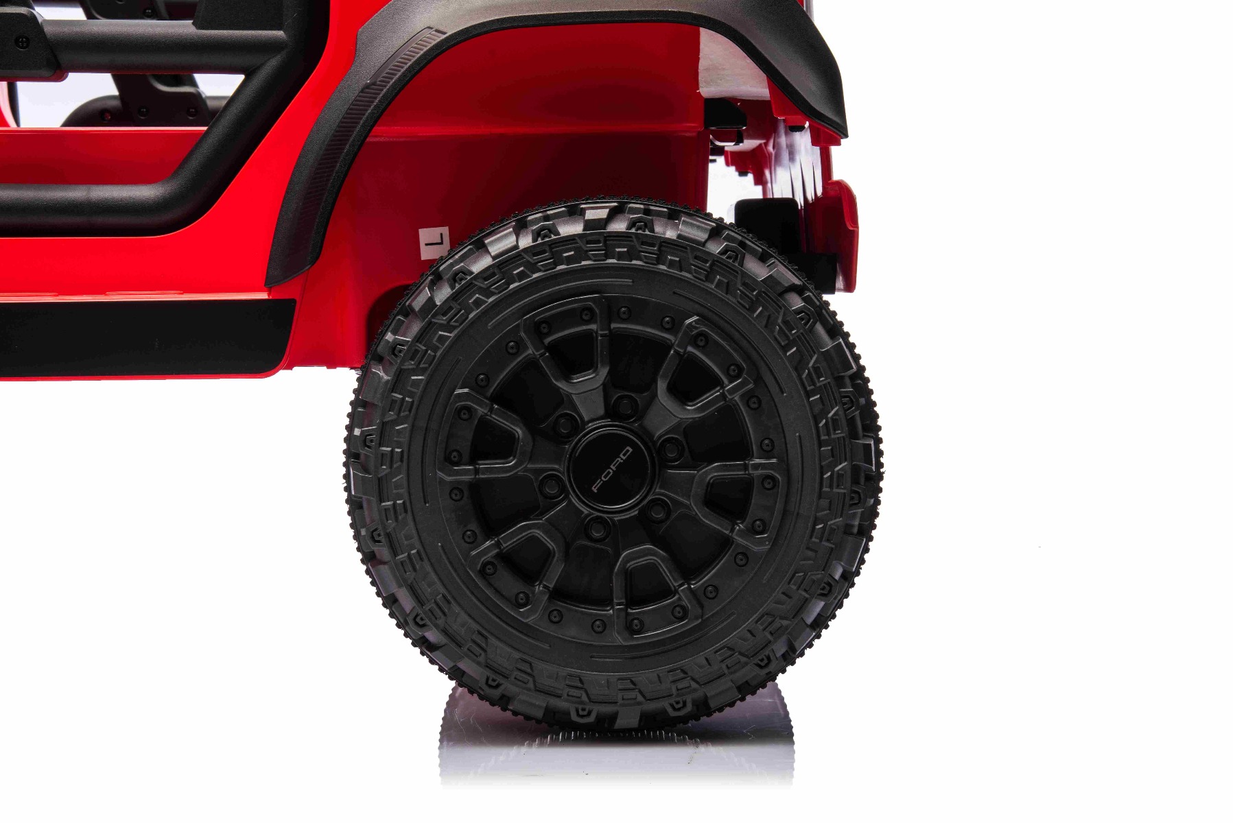 Mașina electrica copii Ford Bronco cu tracțiune spate cu licență (un singur loc), negru, baterie litiu, șasiu înalt, scaun lat, axă suspensie spate, telecomandă 2,4 GHz, player MP3 cu intrare USB, lumini LED - imagine 8