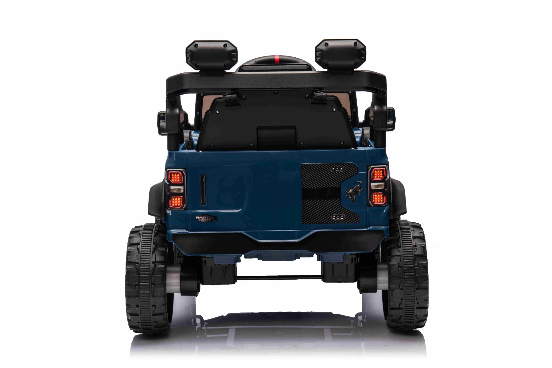 Mașina electrica copii Ford Bronco cu tracțiune spate cu licență (un singur loc), albastru, baterie litiu, șasiu înalt, scaun lat, axă suspensie spate, telecomandă 2,4 GHz, player MP3 cu intrare USB, lumini LED - imagine 7