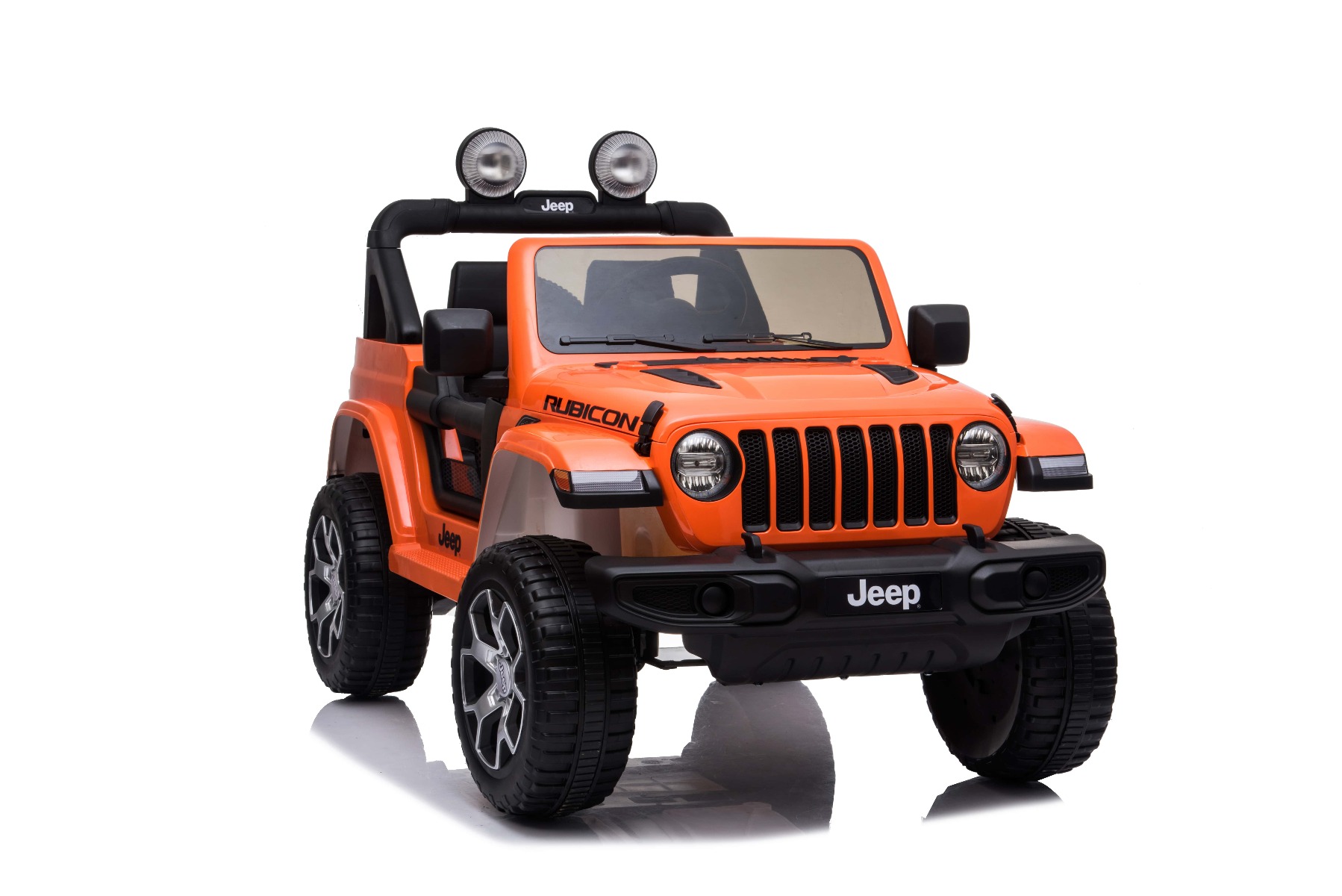 Mașinuță electrică pentru copii JEEP Wrangler, Portocaliu, scaun din piele, Radio cu intrare Bluetooth și USB, unitate 4x4, baterie cu litiu, roți EVA, suspensii spate, telecomandă de 2,4 GHz, comutator funcție telecomandă/ pedală, licențiat - imagine 7