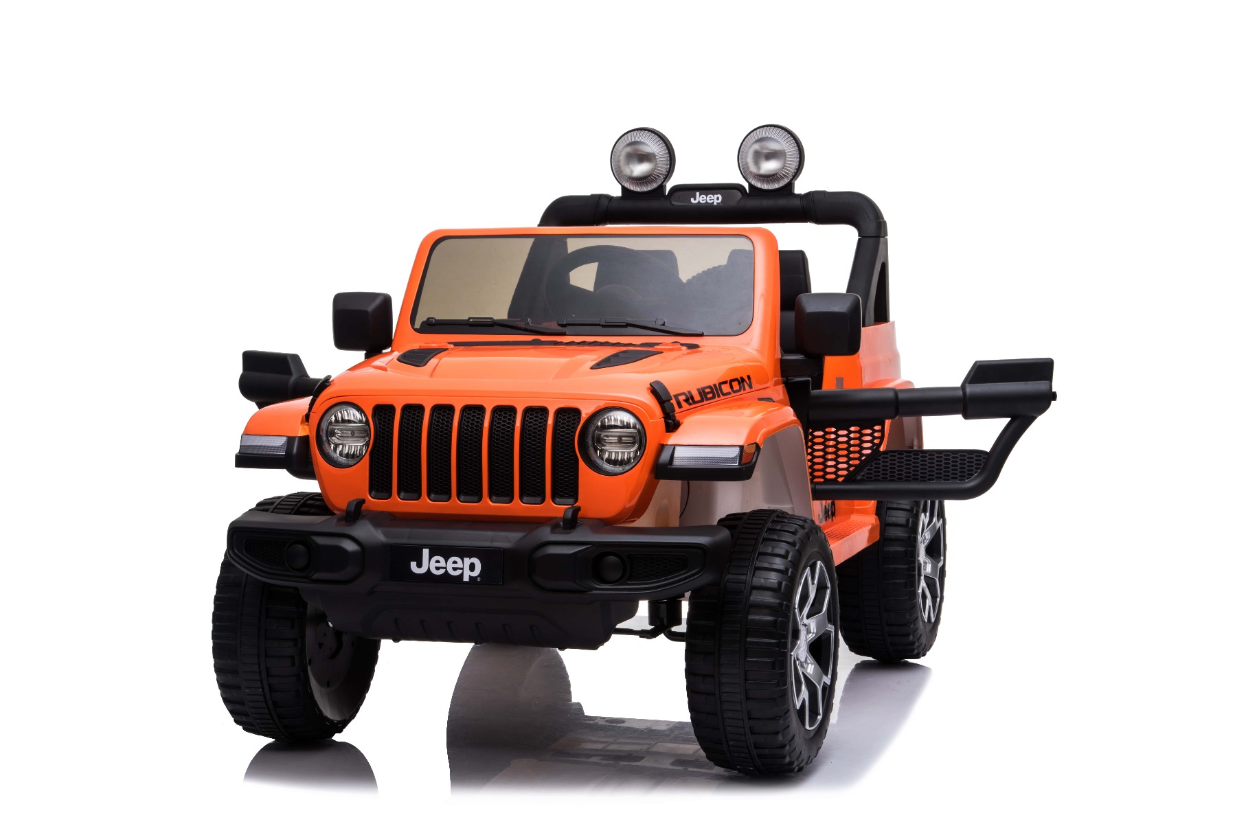 Mașinuță electrică pentru copii JEEP Wrangler, Portocaliu, scaun din piele, Radio cu intrare Bluetooth și USB, unitate 4x4, baterie cu litiu, roți EVA, suspensii spate, telecomandă de 2,4 GHz, comutator funcție telecomandă/ pedală, licențiat - imagine 9