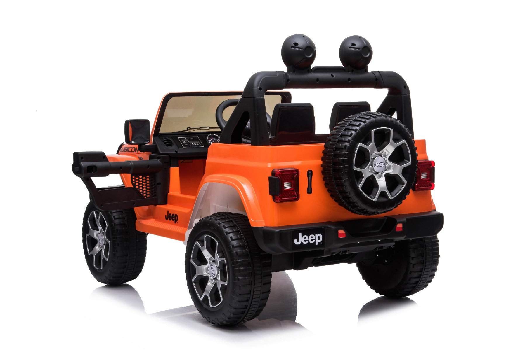 Mașinuță electrică pentru copii JEEP Wrangler, Portocaliu, scaun din piele, Radio cu intrare Bluetooth și USB, unitate 4x4, baterie cu litiu, roți EVA, suspensii spate, telecomandă de 2,4 GHz, comutator funcție telecomandă/ pedală, licențiat - imagine 10