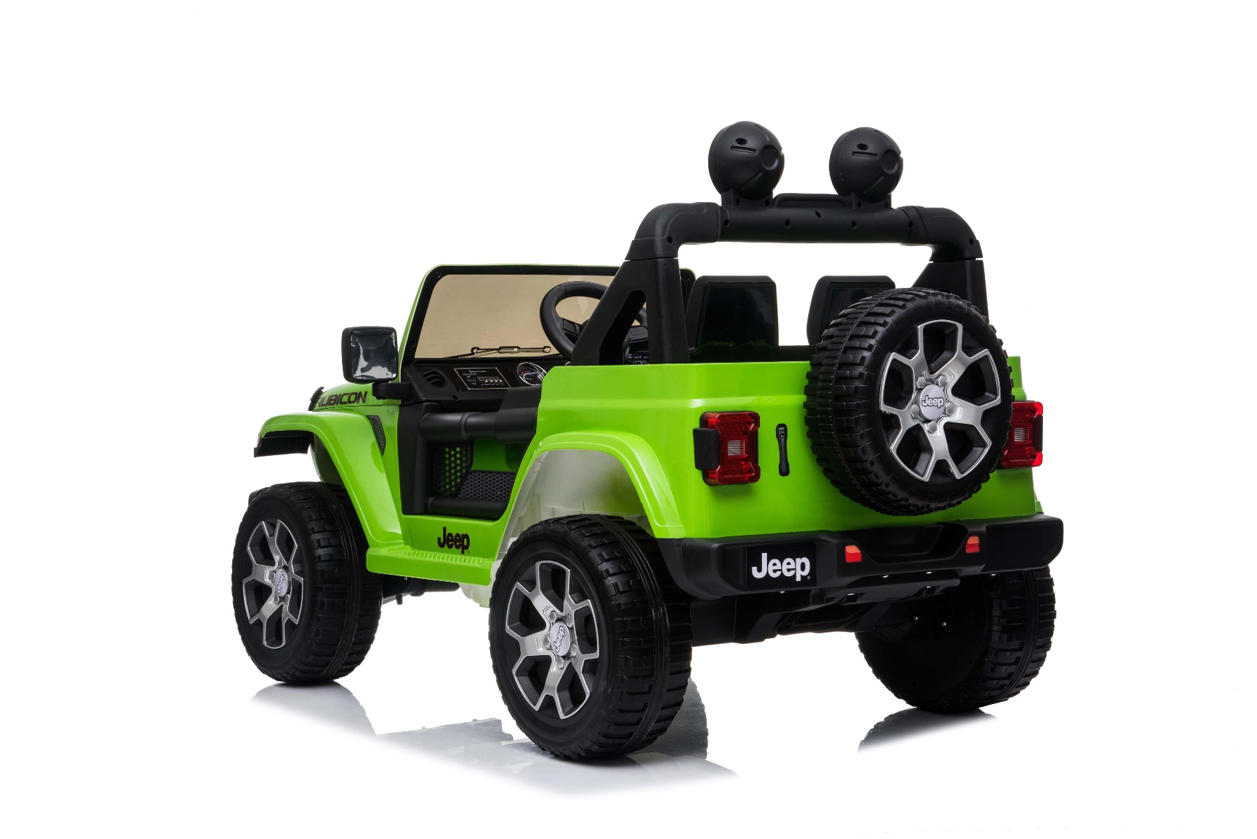 Mașinuță electrică pentru copii JEEP Wrangler, Verde, scaun din piele, Radio cu intrare Bluetooth și USB, unitate 4x4, baterie cu litiu, roți EVA, suspensii spate, telecomandă de 2,4 GHz, comutator funcție telecomandă/ pedală, licențiat - imagine 4