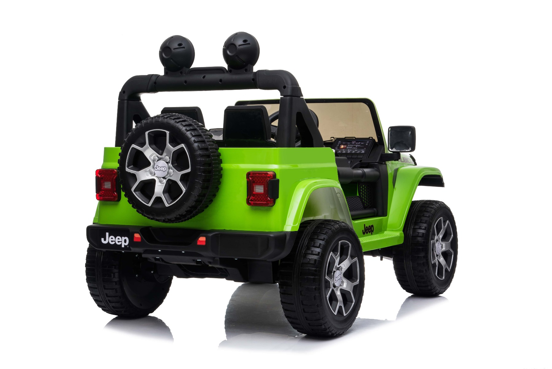 Mașinuță electrică pentru copii JEEP Wrangler, Verde, scaun din piele, Radio cu intrare Bluetooth și USB, unitate 4x4, baterie cu litiu, roți EVA, suspensii spate, telecomandă de 2,4 GHz, comutator funcție telecomandă/ pedală, licențiat - imagine 6