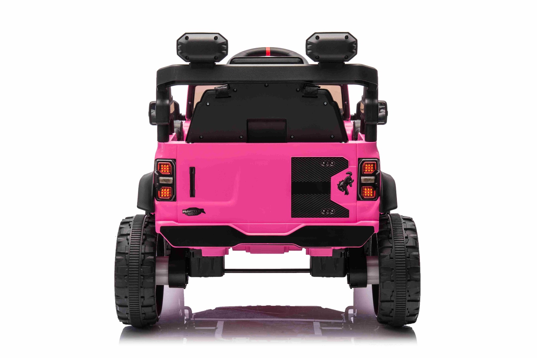 Mașina electrica copii Ford Bronco cu tracțiune spate cu licență (un singur loc), roz, baterie litiu, șasiu înalt, scaun lat, axă suspensie spate, telecomandă 2,4 GHz, player MP3 cu intrare USB, lumini LED - imagine 5