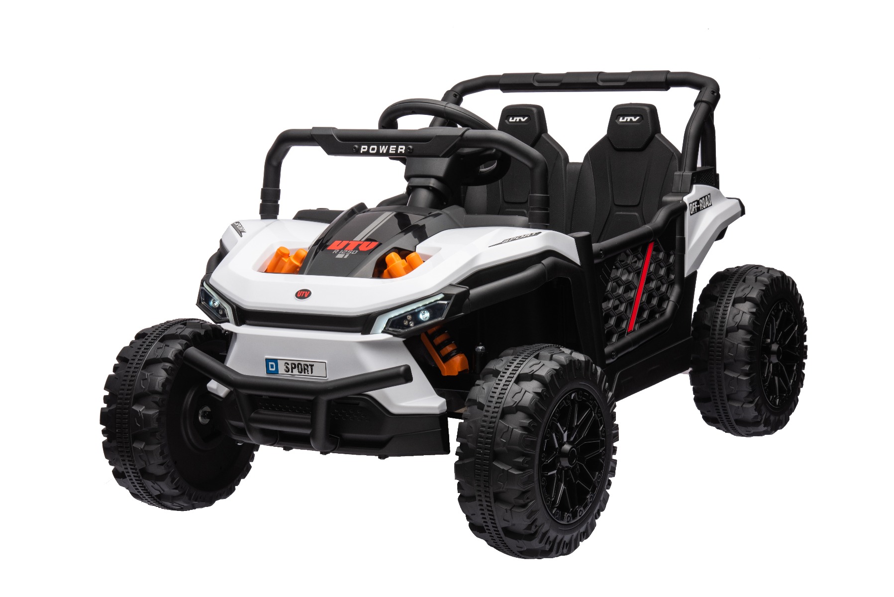 Mașină electrică copii UTV Small 12V, alb, Tracțiune spate, baterie 12V, Roți din plastic, banchetă dublă, Telecomandă 2,4 GHz, Un singur loc, MP3 player cu intrare USB/SD, Lumini LED - imagine 23
