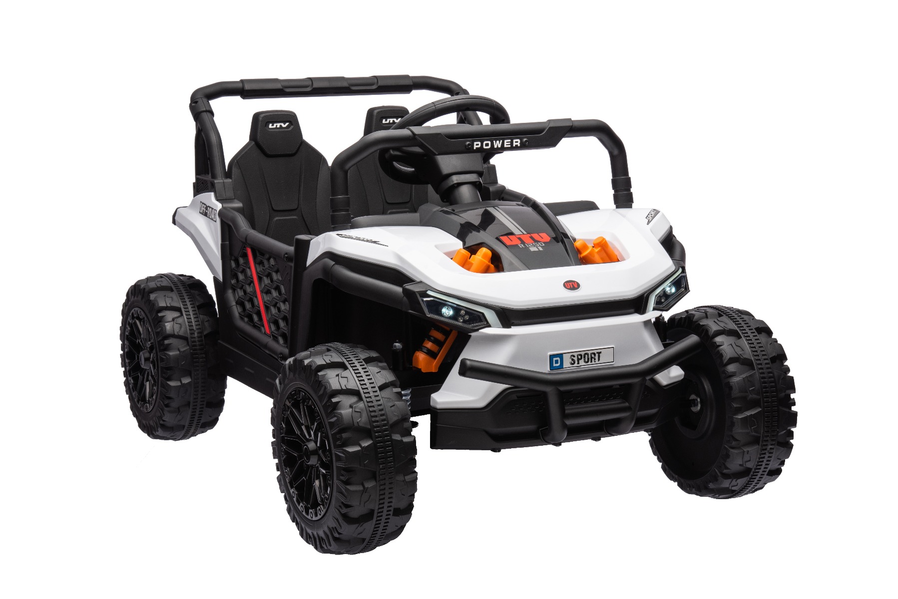 Mașină electrică copii UTV Small 12V, alb, Tracțiune spate, baterie 12V, Roți din plastic, banchetă dublă, Telecomandă 2,4 GHz, Un singur loc, MP3 player cu intrare USB/SD, Lumini LED - imagine 25
