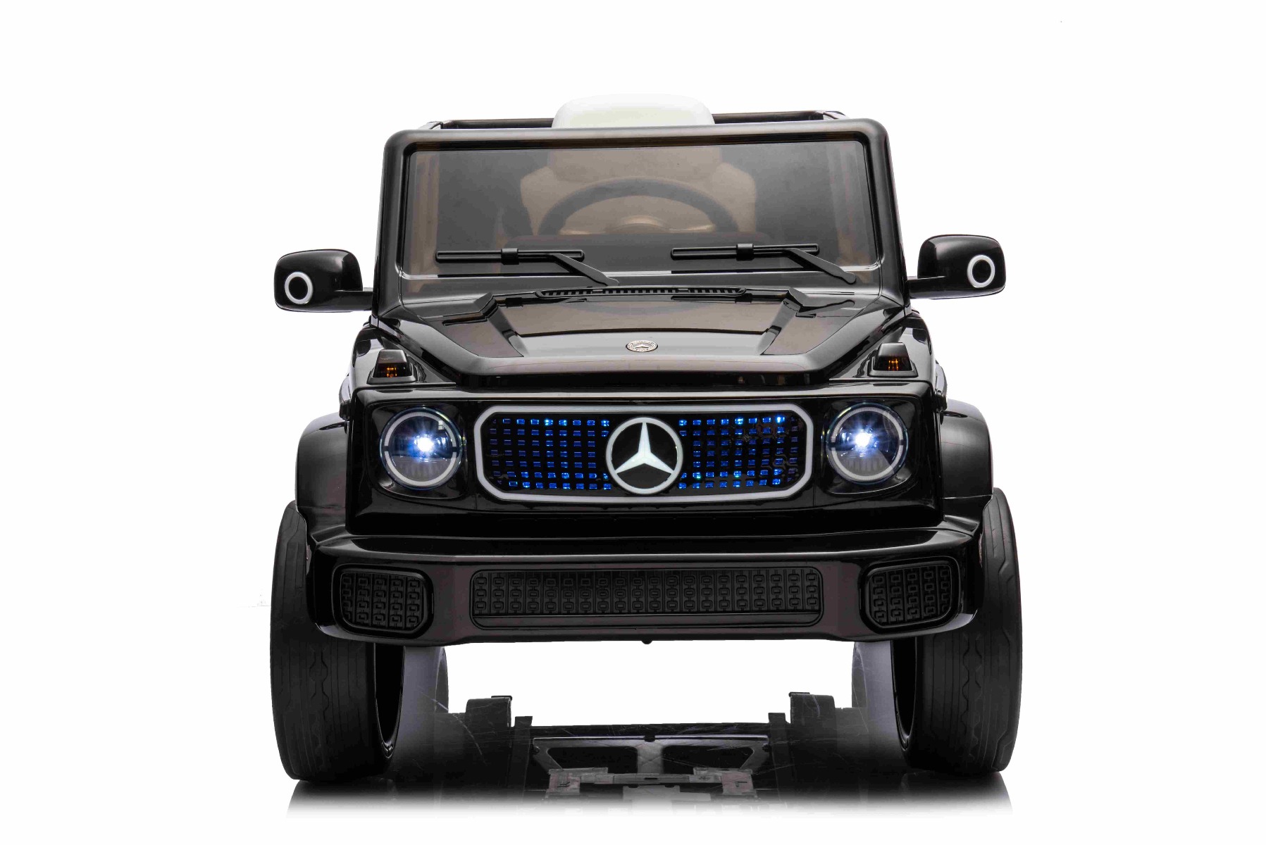 Mașinuță electrică de jucărie Mercedes-Benz EQG 12V, negru, componente ale caroseriei iluminate cu LED, lumini față și spate funcționale, telecomandă 2,4 GHz, intrare USB/Aux, baterie litiu, motor 2 x 35W, licență ORIGINALĂ - imagine 2