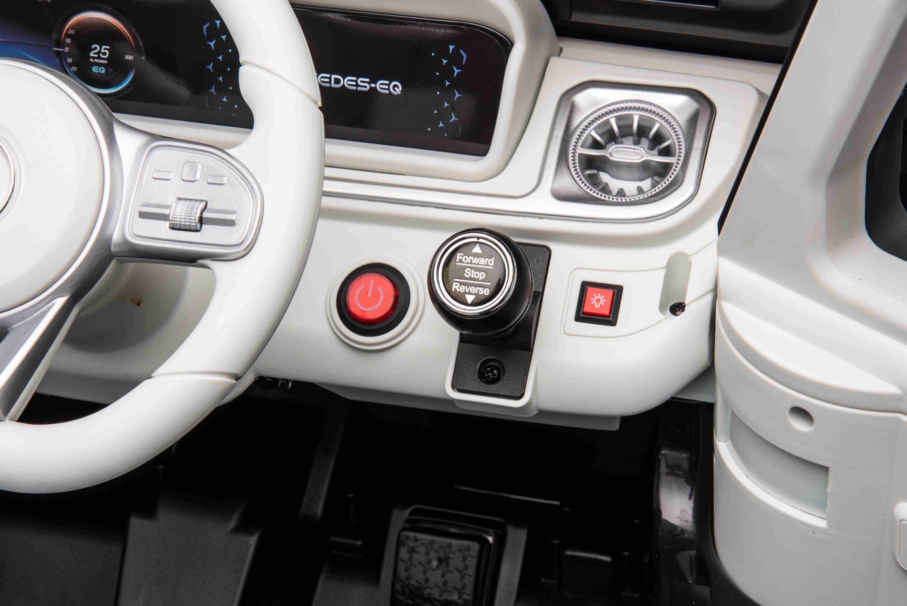 Mașinuță electrică de jucărie Mercedes-Benz EQG 12V, negru, componente ale caroseriei iluminate cu LED, lumini față și spate funcționale, telecomandă 2,4 GHz, intrare USB/Aux, baterie litiu, motor 2 x 35W, licență ORIGINALĂ - imagine 11
