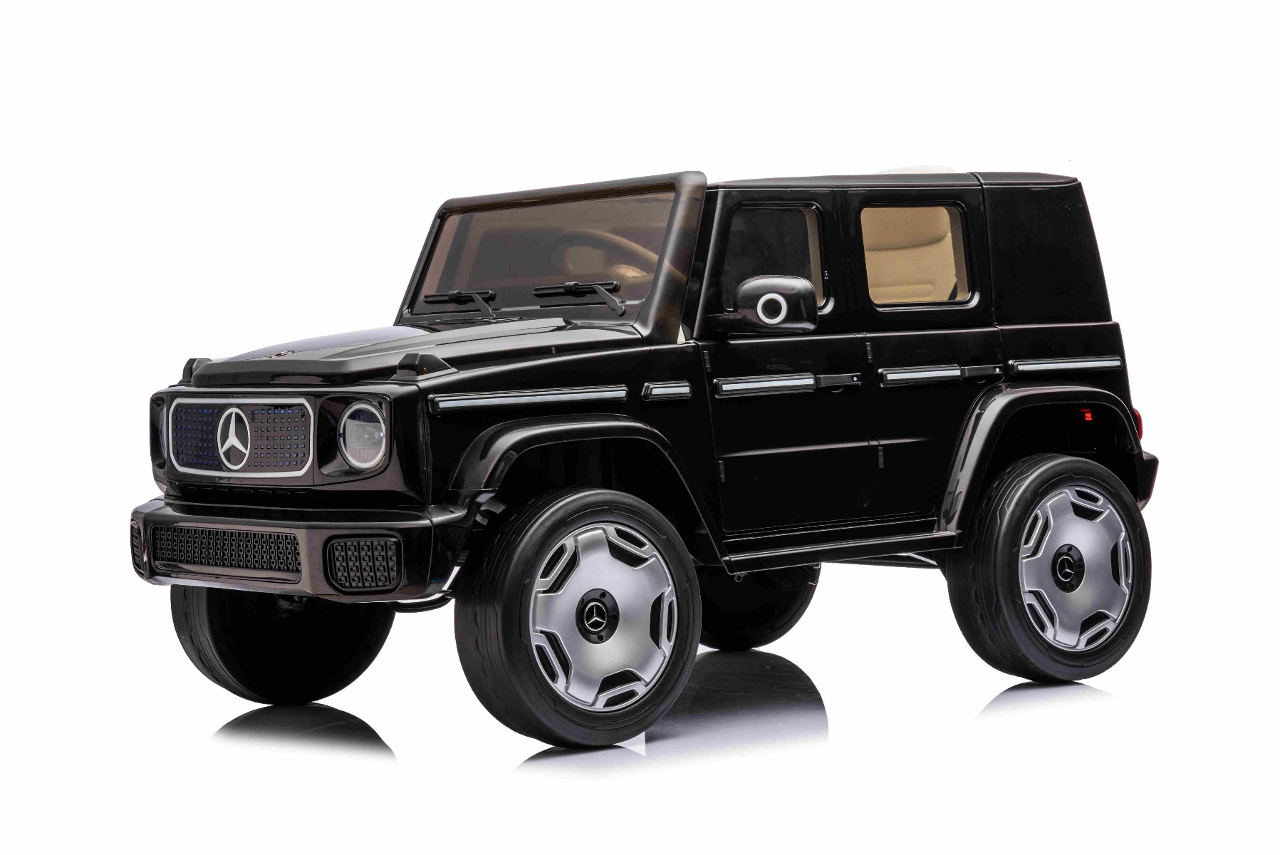 Mașinuță electrică de jucărie Mercedes-Benz EQG 12V, negru, componente ale caroseriei iluminate cu LED, lumini față și spate funcționale, telecomandă 2,4 GHz, intrare USB/Aux, baterie litiu, motor 2 x 35W, licență ORIGINALĂ - imagine 26