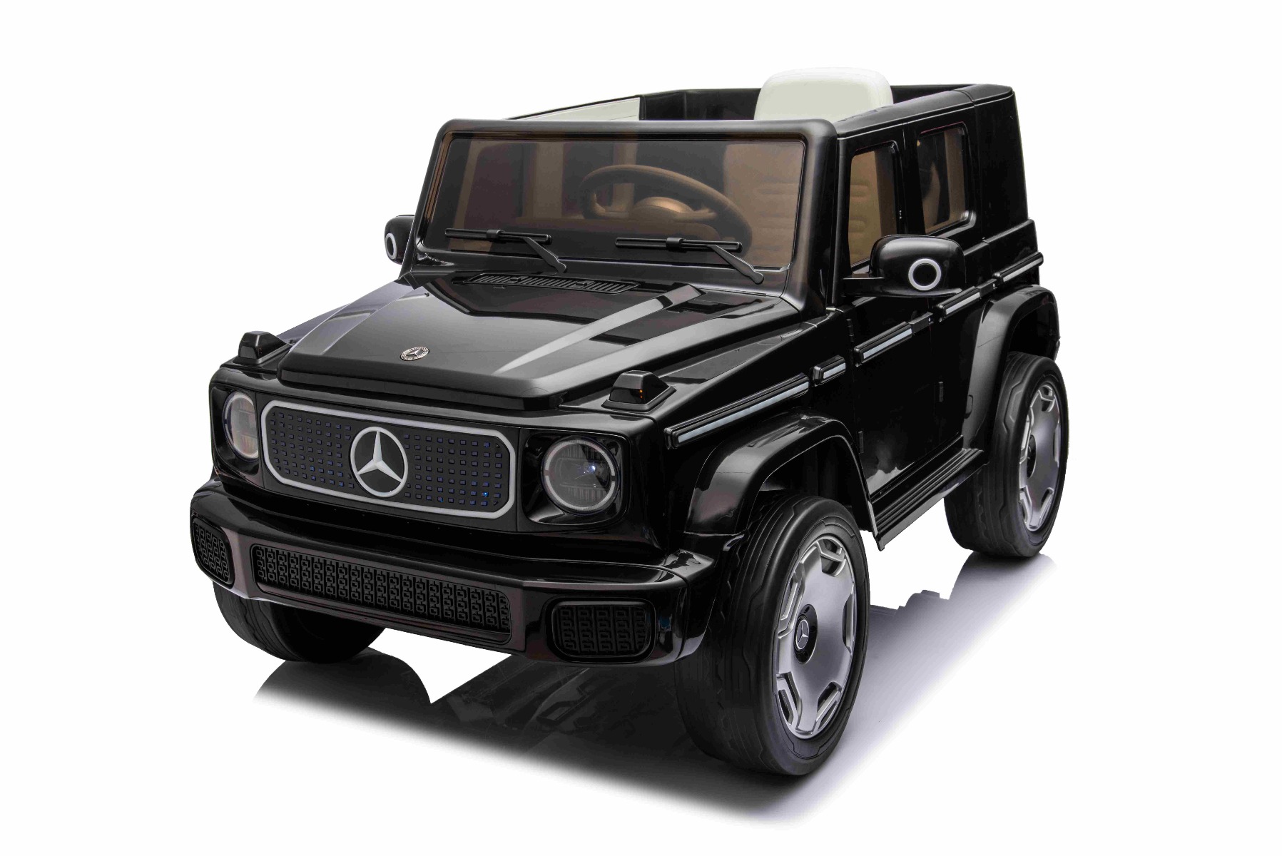 Mașinuță electrică de jucărie Mercedes-Benz EQG 12V, negru, componente ale caroseriei iluminate cu LED, lumini față și spate funcționale, telecomandă 2,4 GHz, intrare USB/Aux, baterie litiu, motor 2 x 35W, licență ORIGINALĂ - imagine 27