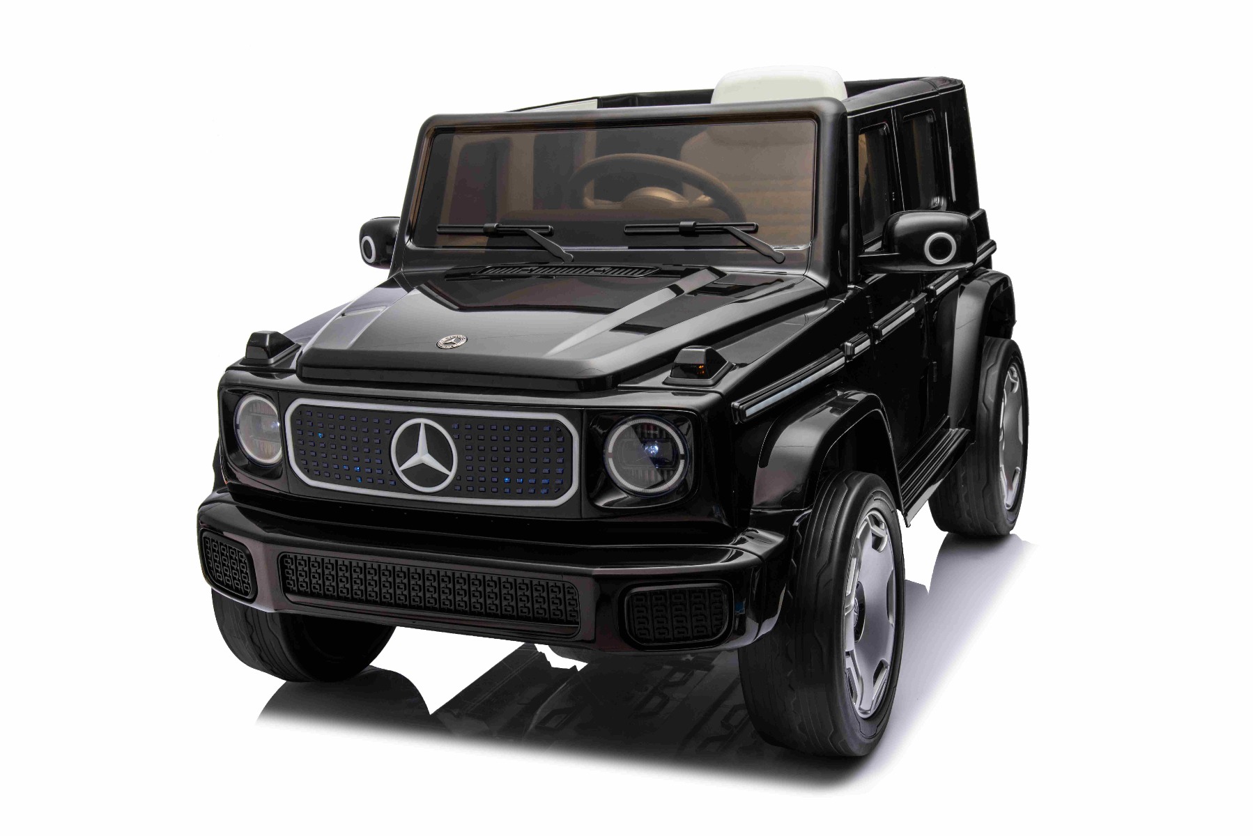 Mașinuță electrică de jucărie Mercedes-Benz EQG 12V, negru, componente ale caroseriei iluminate cu LED, lumini față și spate funcționale, telecomandă 2,4 GHz, intrare USB/Aux, baterie litiu, motor 2 x 35W, licență ORIGINALĂ - imagine 28