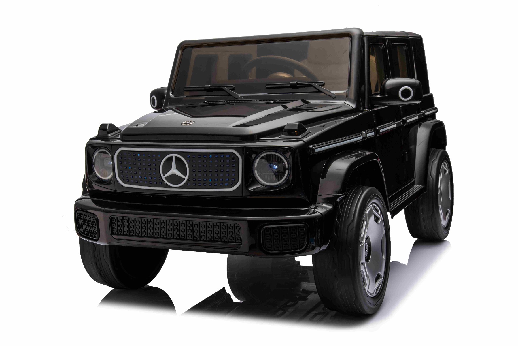 Mașinuță electrică de jucărie Mercedes-Benz EQG 12V, negru, componente ale caroseriei iluminate cu LED, lumini față și spate funcționale, telecomandă 2,4 GHz, intrare USB/Aux, baterie litiu, motor 2 x 35W, licență ORIGINALĂ - imagine 29