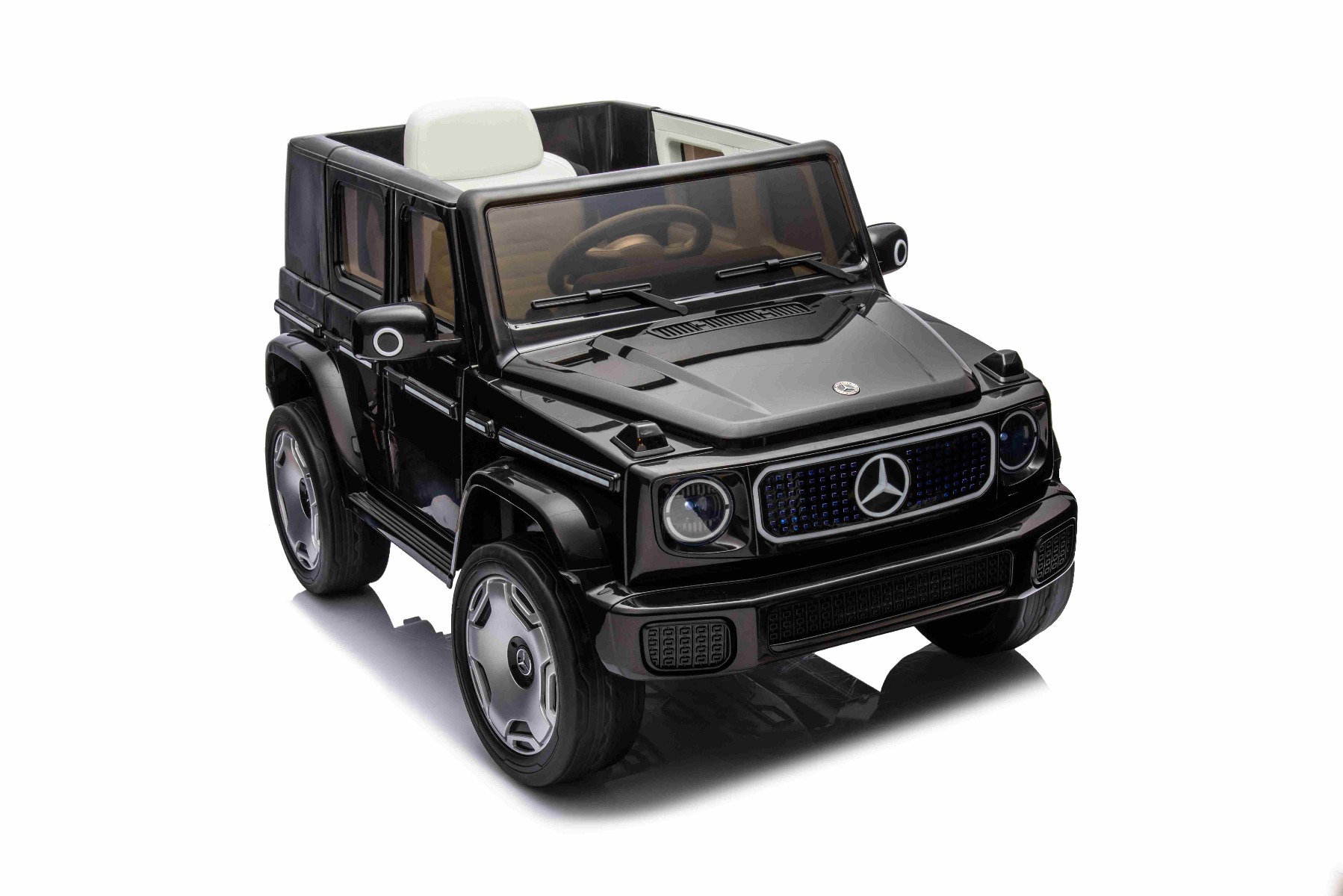 Mașinuță electrică de jucărie Mercedes-Benz EQG 12V, negru, componente ale caroseriei iluminate cu LED, lumini față și spate funcționale, telecomandă 2,4 GHz, intrare USB/Aux, baterie litiu, motor 2 x 35W, licență ORIGINALĂ - imagine 32