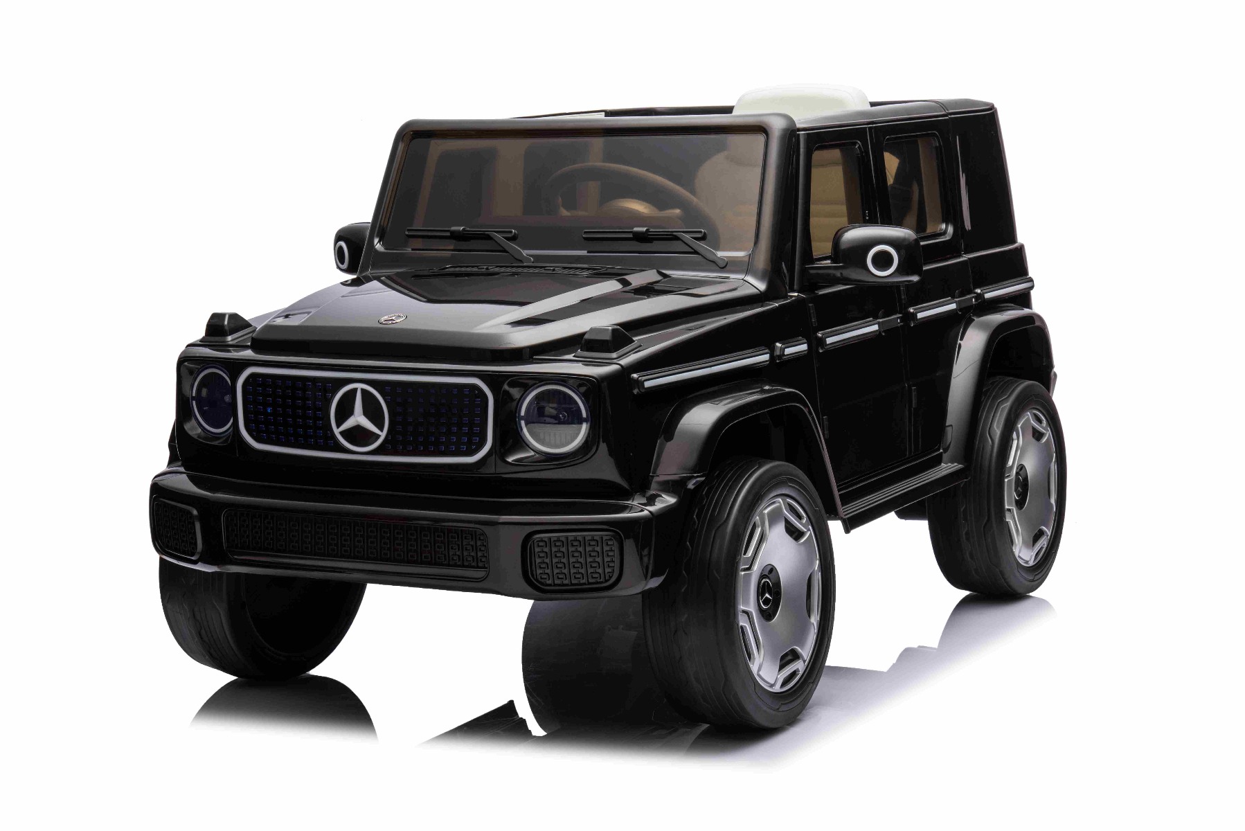 Mașinuță electrică de jucărie Mercedes-Benz EQG 12V, negru, componente ale caroseriei iluminate cu LED, lumini față și spate funcționale, telecomandă 2,4 GHz, intrare USB/Aux, baterie litiu, motor 2 x 35W, licență ORIGINALĂ - imagine 40