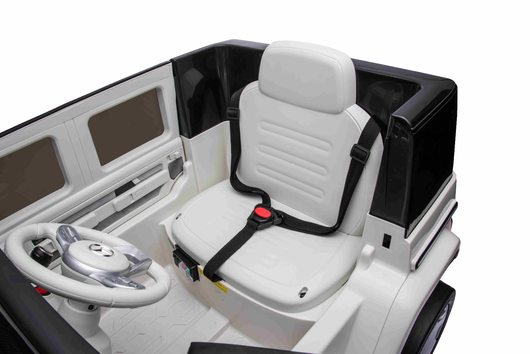 Mașinuță electrică de jucărie Mercedes-Benz EQG 12V, alb, componente ale caroseriei iluminate cu LED, lumini față și spate funcționale, telecomandă 2,4 GHz, intrare USB/Aux, baterie litiu, motor 2 x 35W, licență ORIGINALĂ - imagine 42