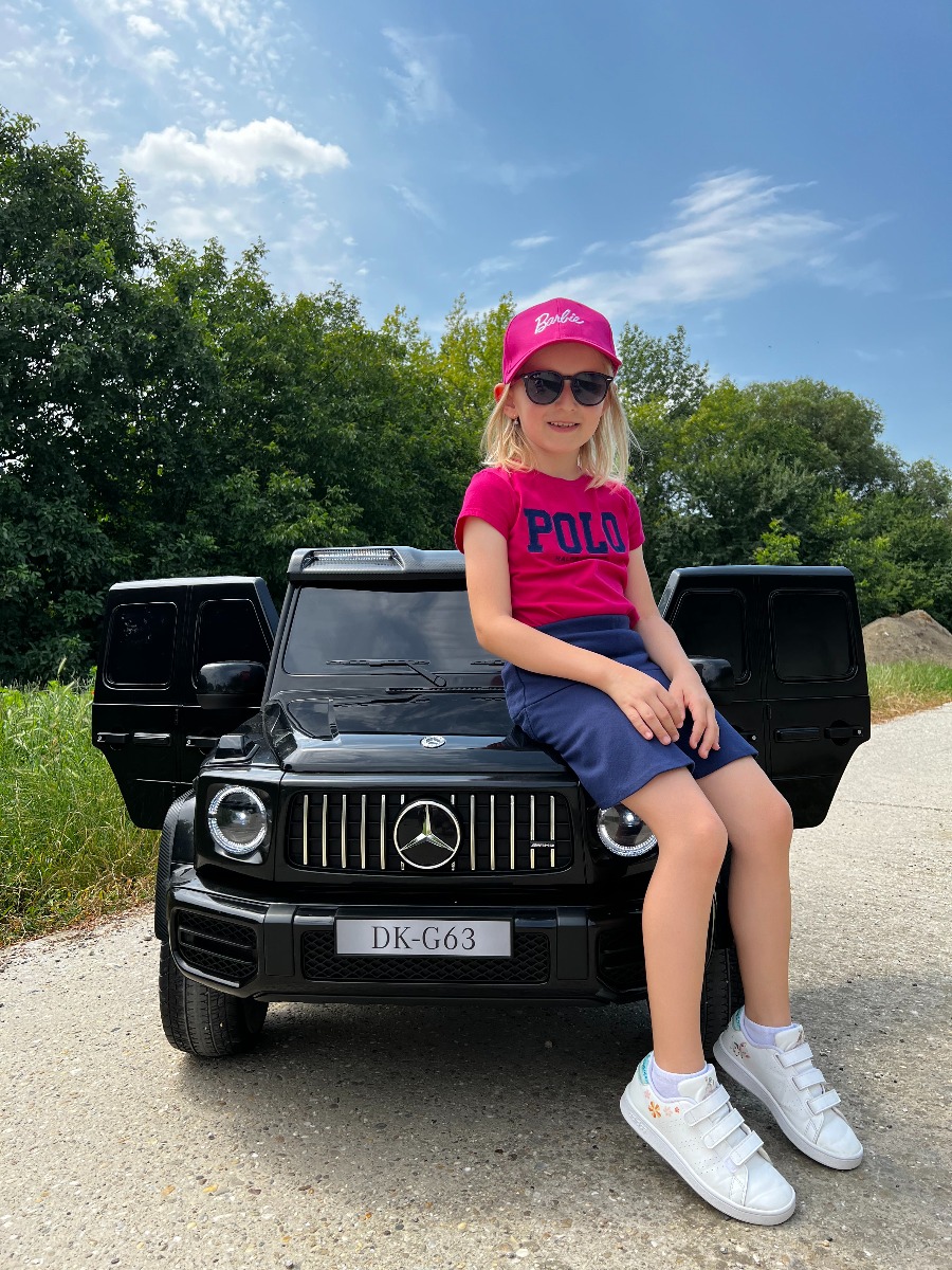 Mașină electrică Mercedes-Benz G63 AMG 4x4 cu două locuri 12V, alb, MP3 Player cu intrare USB/AUX, tracțiune 4x4, baterie 12V14Ah, roți EVA cu suspensie, scaune din piele, telecomandă, licențiat - imagine 26