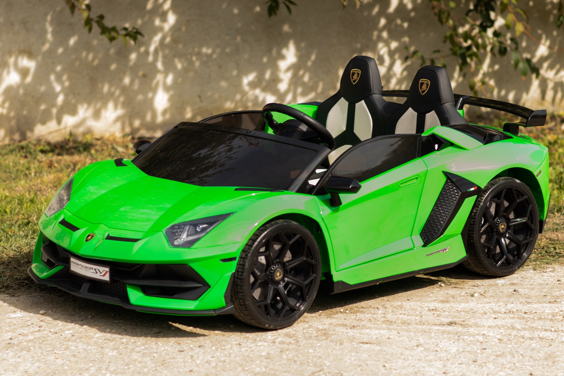 Mașină electrică copii Lamborghini Aventador 24V două locuri, caroserie lăcuită verde, 2.4 GHz DO, scaune moi din PU, afișaj LCD, suspensie, uși cu deschidere verticală, roți EVA moi, MOTOR 2 X 45W, licență ORIGINALĂ - imagine 18