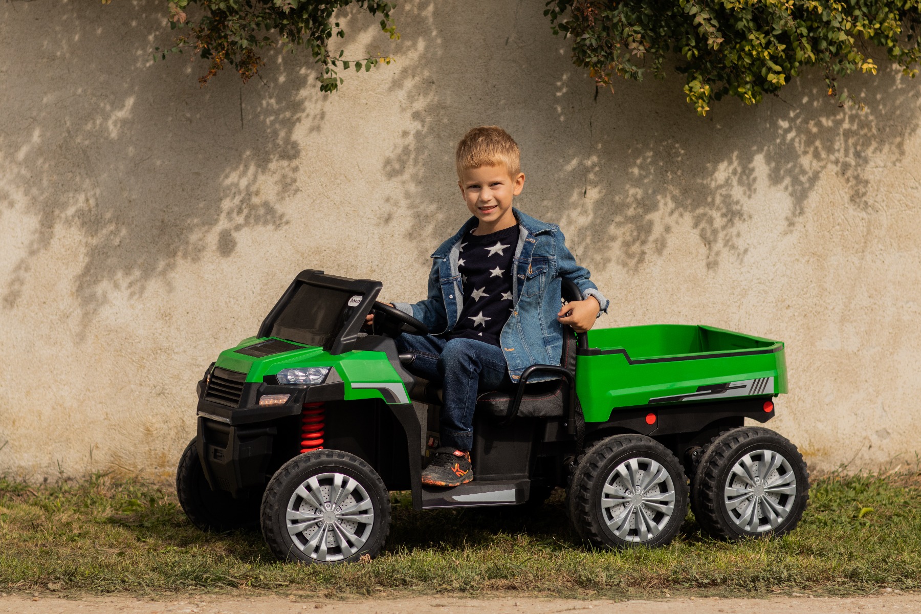 Mașină electrică copii FARM RIDER 6X6 cu tracțiune pe 4 roți, baterie 2x12V, roți EVA, suspensii, telecomandă 2,4 GHz, 2 locuri, MP3 player cu intrare USB / SD, Bluetooth - imagine 8