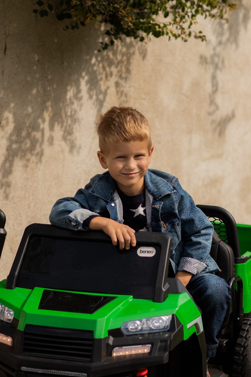 Mașină electrică copii FARM RIDER 6X6 cu tracțiune pe 4 roți, baterie 2x12V, roți EVA, suspensii, telecomandă 2,4 GHz, 2 locuri, MP3 player cu intrare USB / SD, Bluetooth - imagine 11