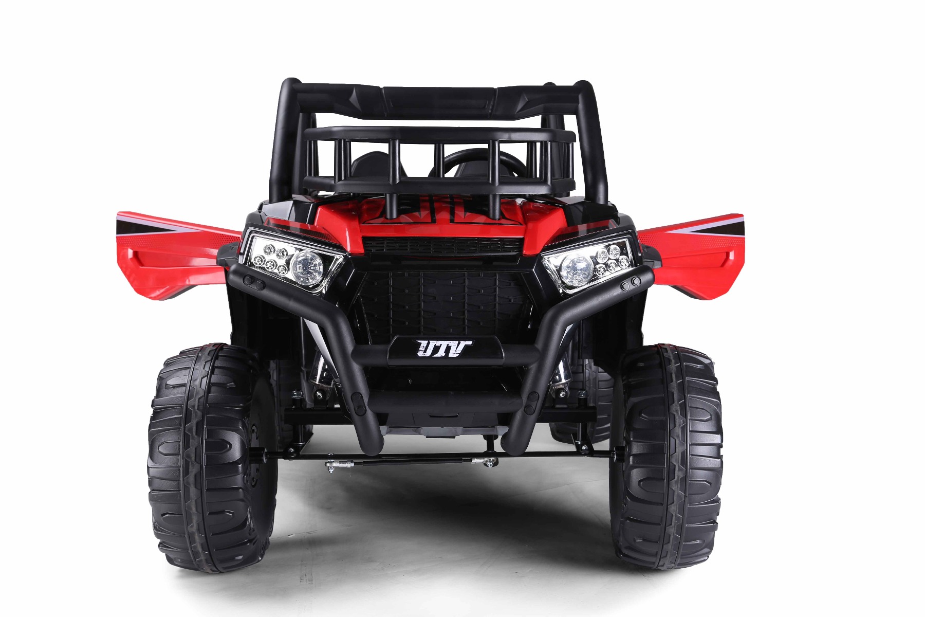 Mașină electrică pentru copii UTV 24V, roșie, două locuri, motor 2 x 200 W, Baterie litiu, roți EVA, osii cu arcuri, frână electrică, scaun tapițat, 2.4 GHz DO, două locuri, USB, AUX - imagine 2