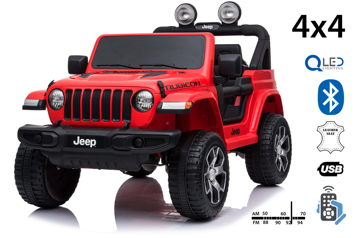 Mașinuță electrică pentru copii JEEP Wrangler, Roșu, scaun din piele, Radio cu intrare Bluetooth și USB, unitate 4x4, baterie cu litiu, roți EVA, suspensii spate, telecomandă de 2,4 GHz, comutator funcție telecomandă/ pedală, licențiat - imagine 8