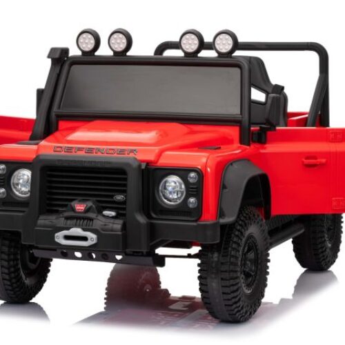 Maşinuţa electrica copii Land Rover Defender 110 SVX 12V, roșu, tracțiune 4X4, lumini LED, suspensii față și spate, telecomandă 2.4 GHz, intrare USB/Aux, Bluetooth, baterie litiu, motor 4 X 25W, licență ORIGINALĂ