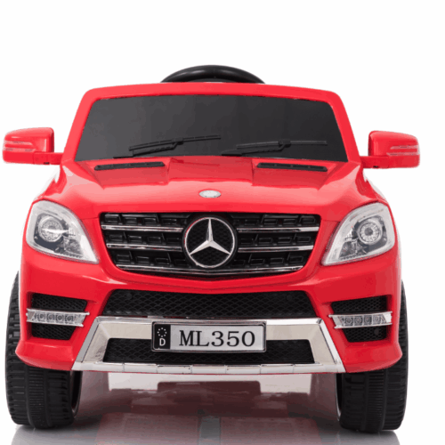 Mașină electrică copii Mercedes-Benz ML 350, Roșie, licență originală, uși care se deschid, Scaun din plastic, 2x motoare, baterie de 12V, telecomandă 2,4 Ghz, pornire ușoară, amortizoare