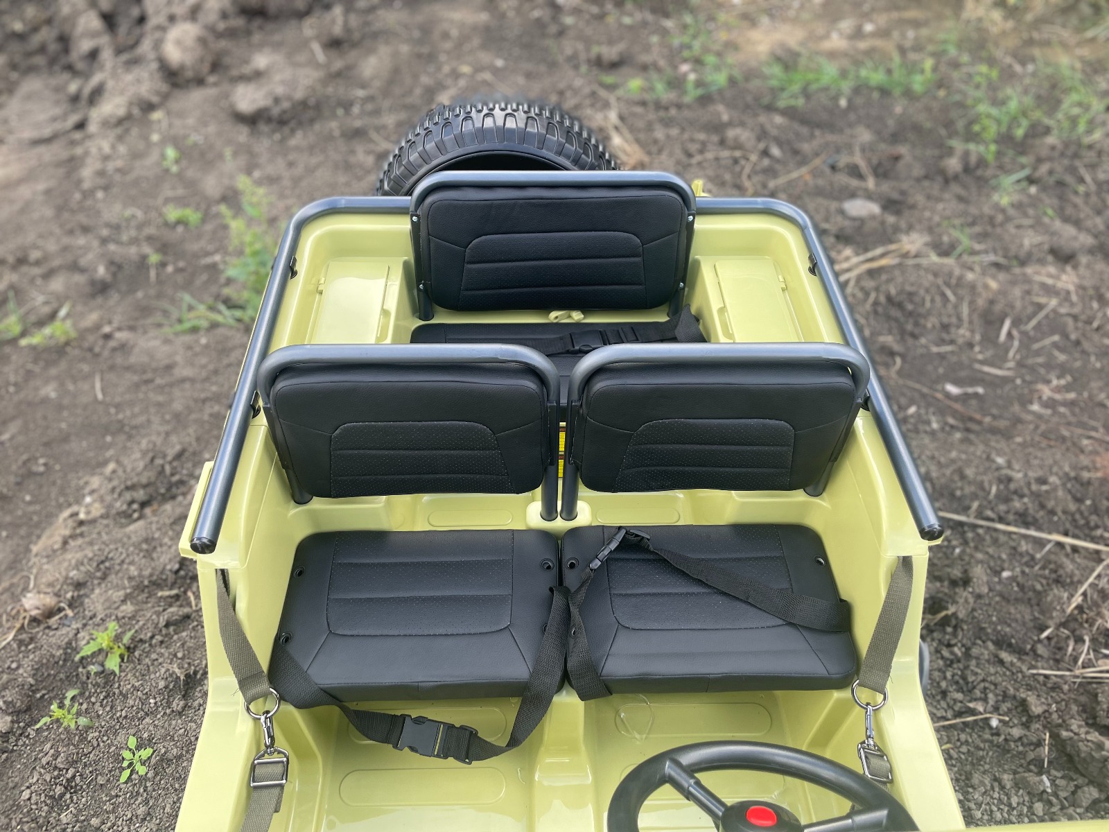 Mașinuță electrică pentru copii SUA ARMY-4X4, cu trei locuri, MP3 Player cu intrare USB / SD, suspensie integrală, lumini LED, parbriz pliabil, baterie portabilă 12V14AH, roți EVA, scaune din piele, telecomandă de 2,4 GHz, 4x4 - imagine 32