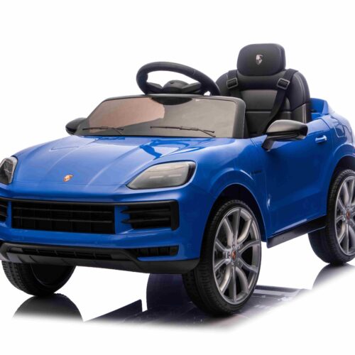 Mașinuță electrică copii Porsche Cayenne 12V cu tracțiune spate și licență origianlă, un singur loc, gri, baterie litiu, scaun lat, axe cu suspensii, telecomandă 2.4 GHz, player MP3 cu intrare USB/AUX, lumini LED