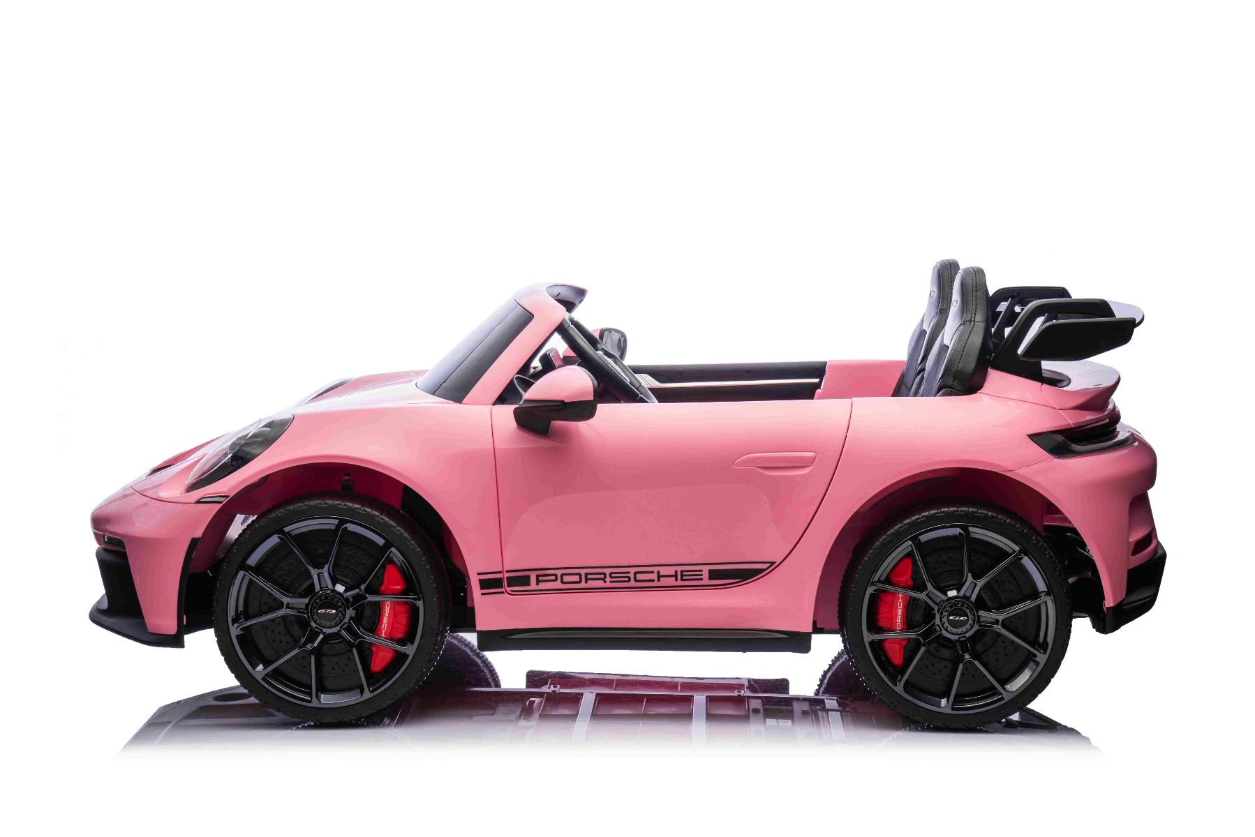 Mașină electrică copii Porsche 911 24V cu tracțiune 4x4, roz, scaun cu două locuri, telecomandă 2.4 GHz, intrare USB/AUX, motoare 200W, suspensie, baterie litiu, lumini LED față și spate, licență ORIGINALĂ