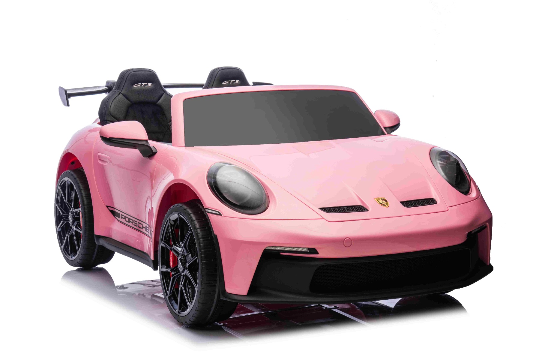 Mașină electrică copii Porsche 911 24V cu tracțiune 4x4, roz, scaun cu două locuri, telecomandă 2.4 GHz, intrare USB/AUX, motoare 200W, suspensie, baterie litiu, lumini LED față și spate, licență ORIGINALĂ - imagine 5