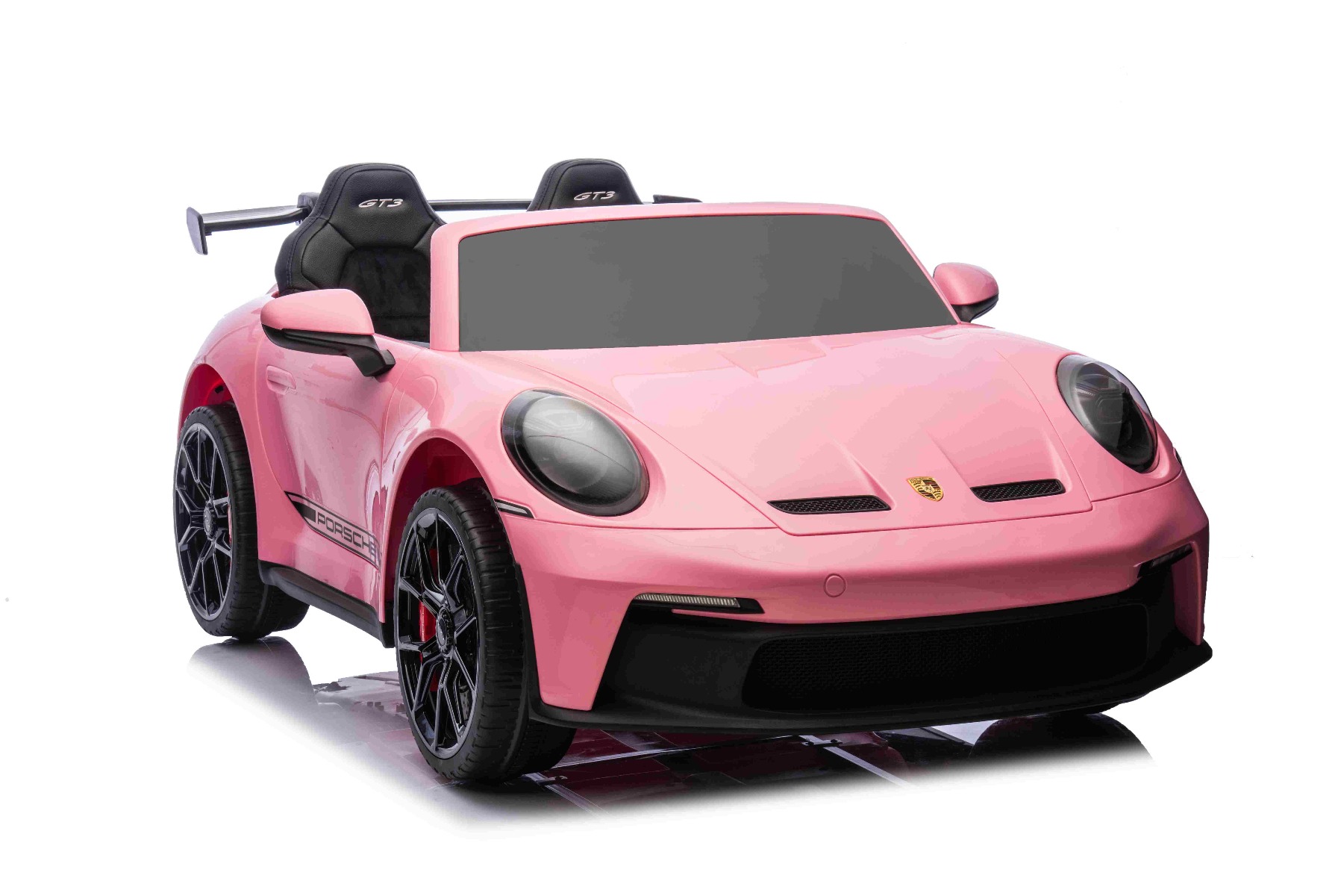 Mașină electrică copii Porsche 911 24V cu tracțiune 4x4, roz, scaun cu două locuri, telecomandă 2.4 GHz, intrare USB/AUX, motoare 200W, suspensie, baterie litiu, lumini LED față și spate, licență ORIGINALĂ - imagine 6