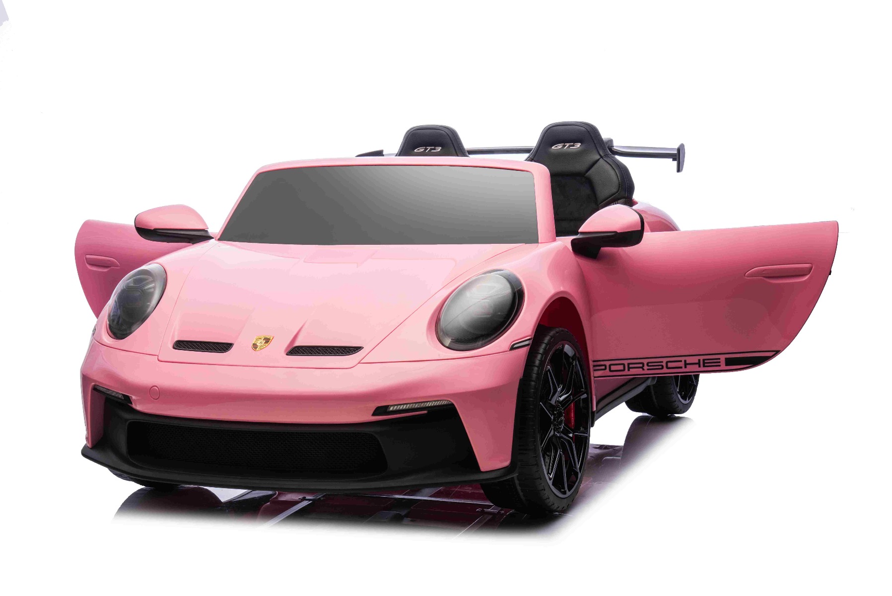 Mașină electrică copii Porsche 911 24V cu tracțiune 4x4, roz, scaun cu două locuri, telecomandă 2.4 GHz, intrare USB/AUX, motoare 200W, suspensie, baterie litiu, lumini LED față și spate, licență ORIGINALĂ - imagine 8