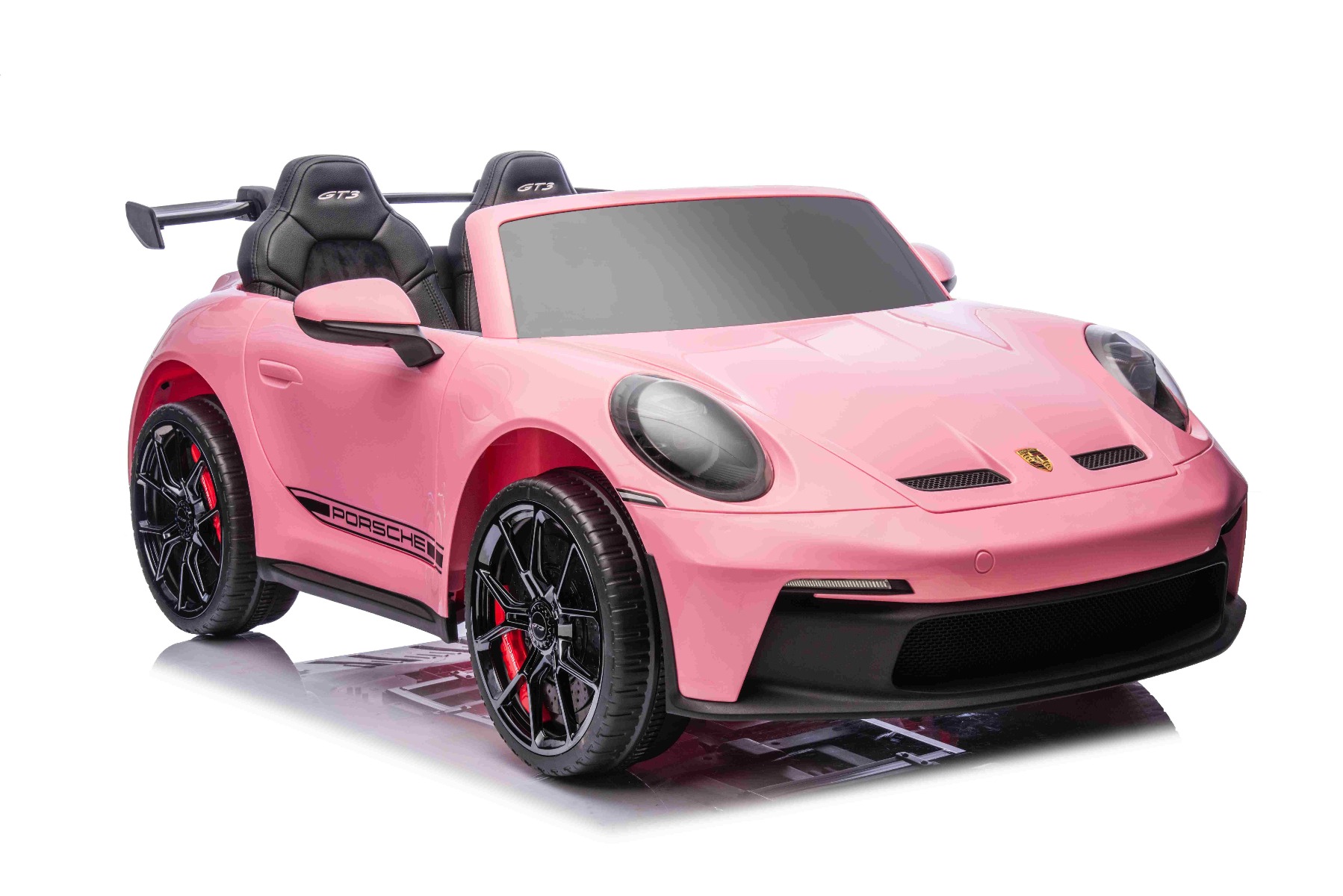 Mașină electrică copii Porsche 911 24V cu tracțiune 4x4, roz, scaun cu două locuri, telecomandă 2.4 GHz, intrare USB/AUX, motoare 200W, suspensie, baterie litiu, lumini LED față și spate, licență ORIGINALĂ - imagine 10