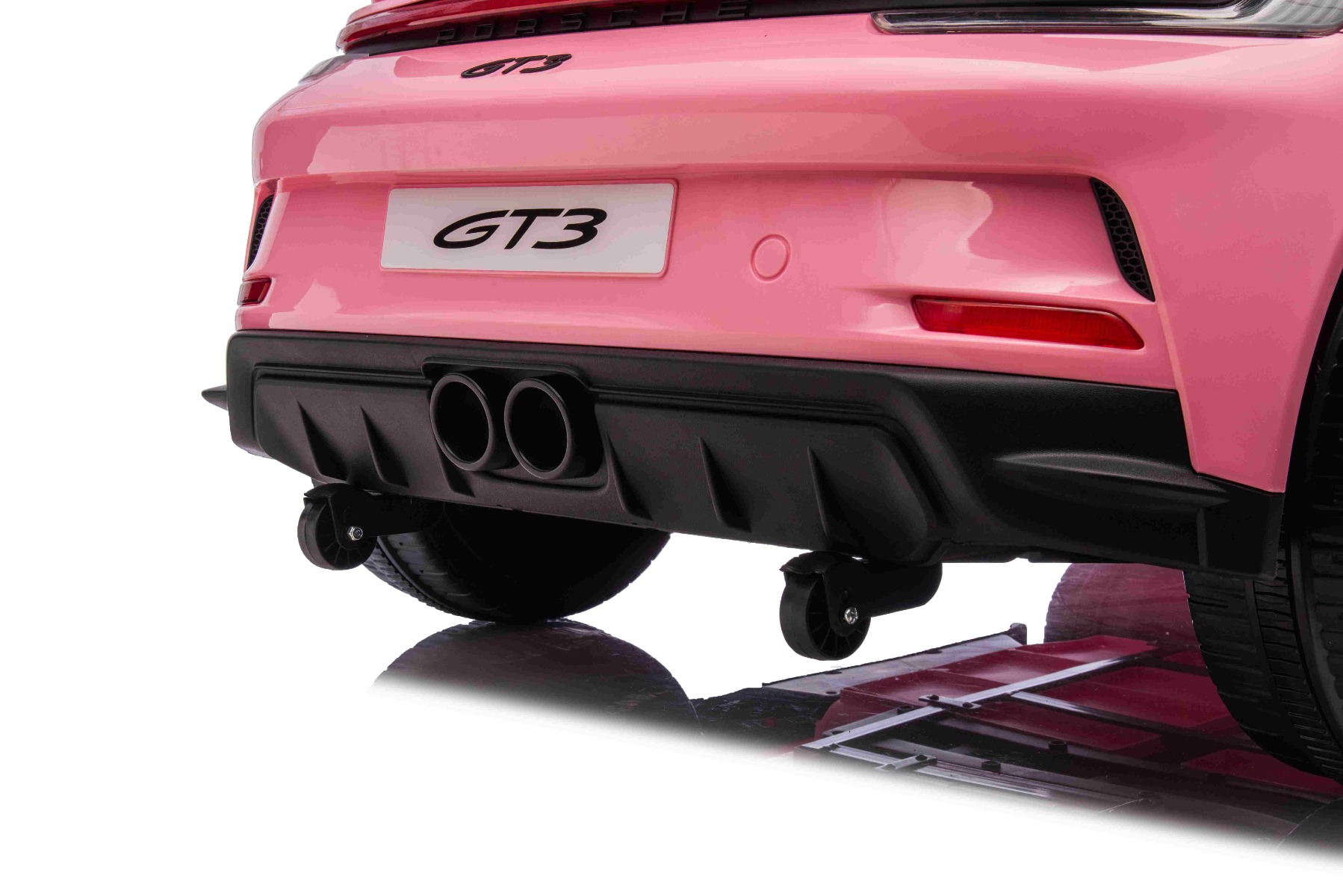 Mașină electrică copii Porsche 911 24V cu tracțiune 4x4, roz, scaun cu două locuri, telecomandă 2.4 GHz, intrare USB/AUX, motoare 200W, suspensie, baterie litiu, lumini LED față și spate, licență ORIGINALĂ - imagine 17