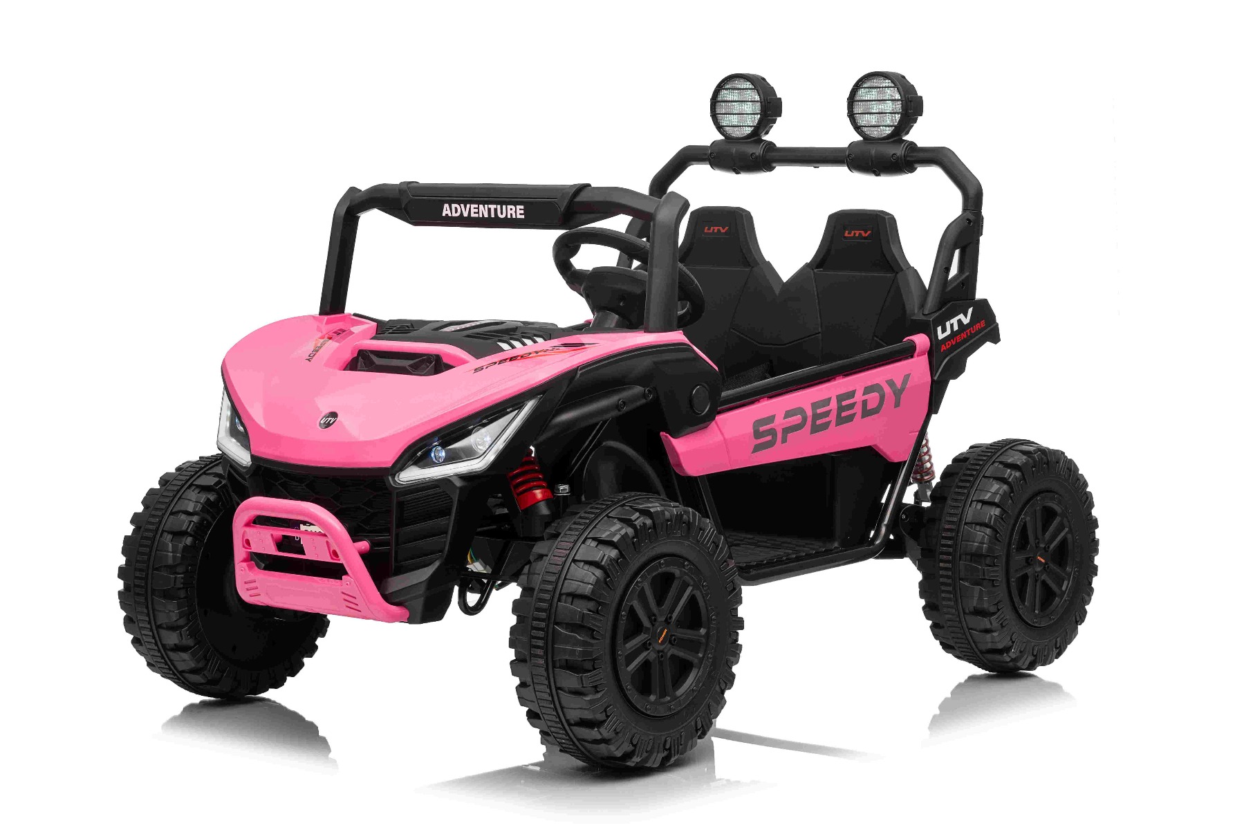 Maşinuţa electrica copii T-REX Ride 4x4 cu două locuri 24V, roz, player MP3 cu intrare USB/AUX, acționare 4x4, baterie litiu, suspensie, telecomandă, lumini LED - imagine 2