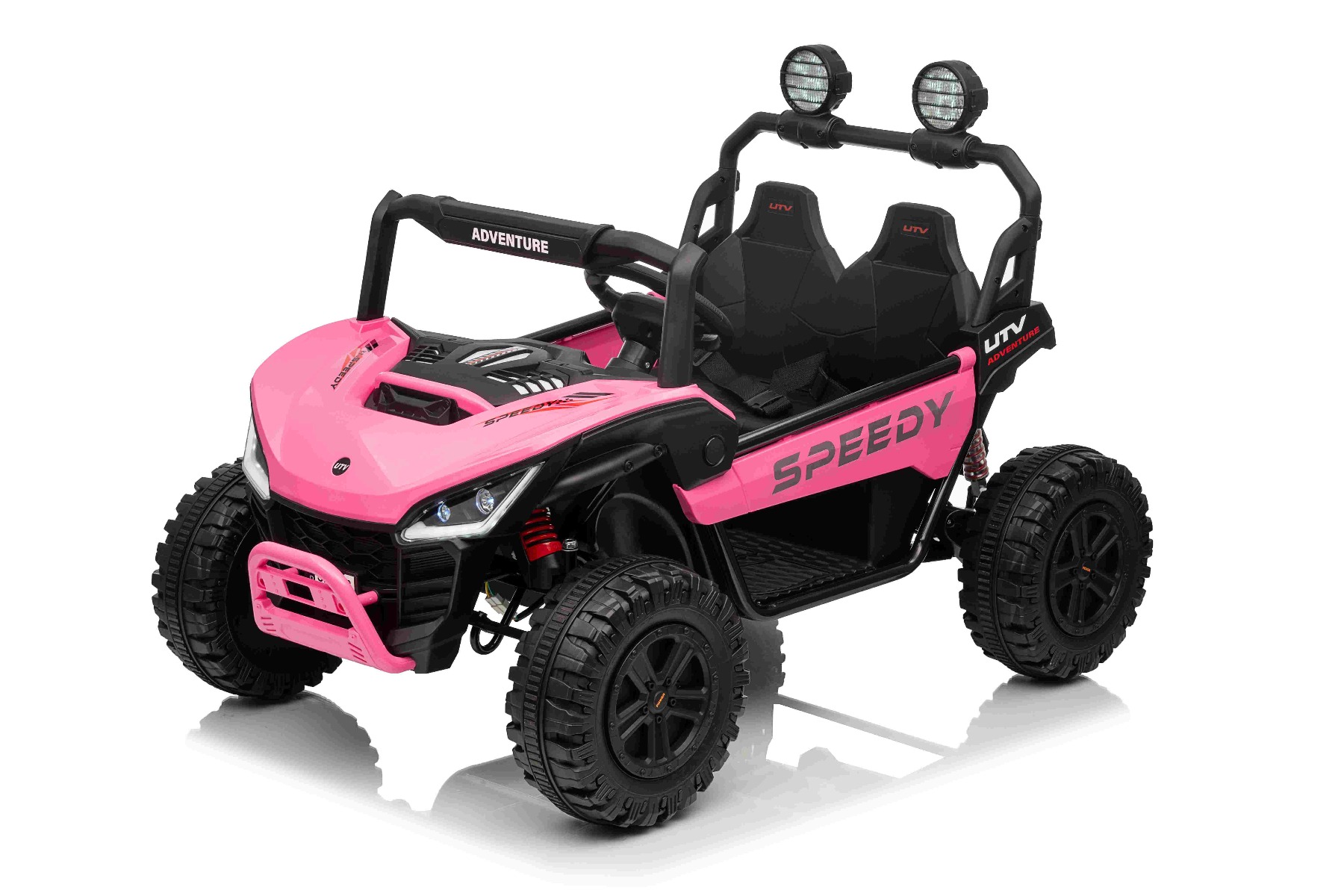 Maşinuţa electrica copii T-REX Ride 4x4 cu două locuri 24V, roz, player MP3 cu intrare USB/AUX, acționare 4x4, baterie litiu, suspensie, telecomandă, lumini LED - imagine 14