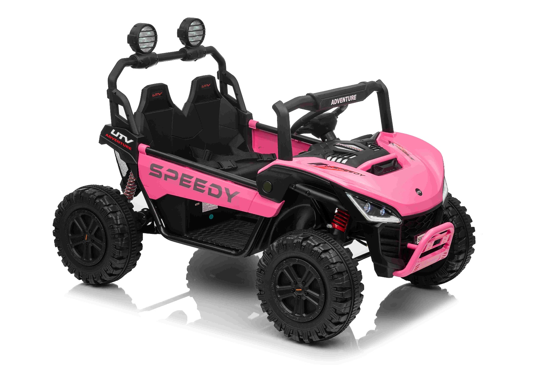 Maşinuţa electrica copii T-REX Ride 4x4 cu două locuri 24V, roz, player MP3 cu intrare USB/AUX, acționare 4x4, baterie litiu, suspensie, telecomandă, lumini LED - imagine 15
