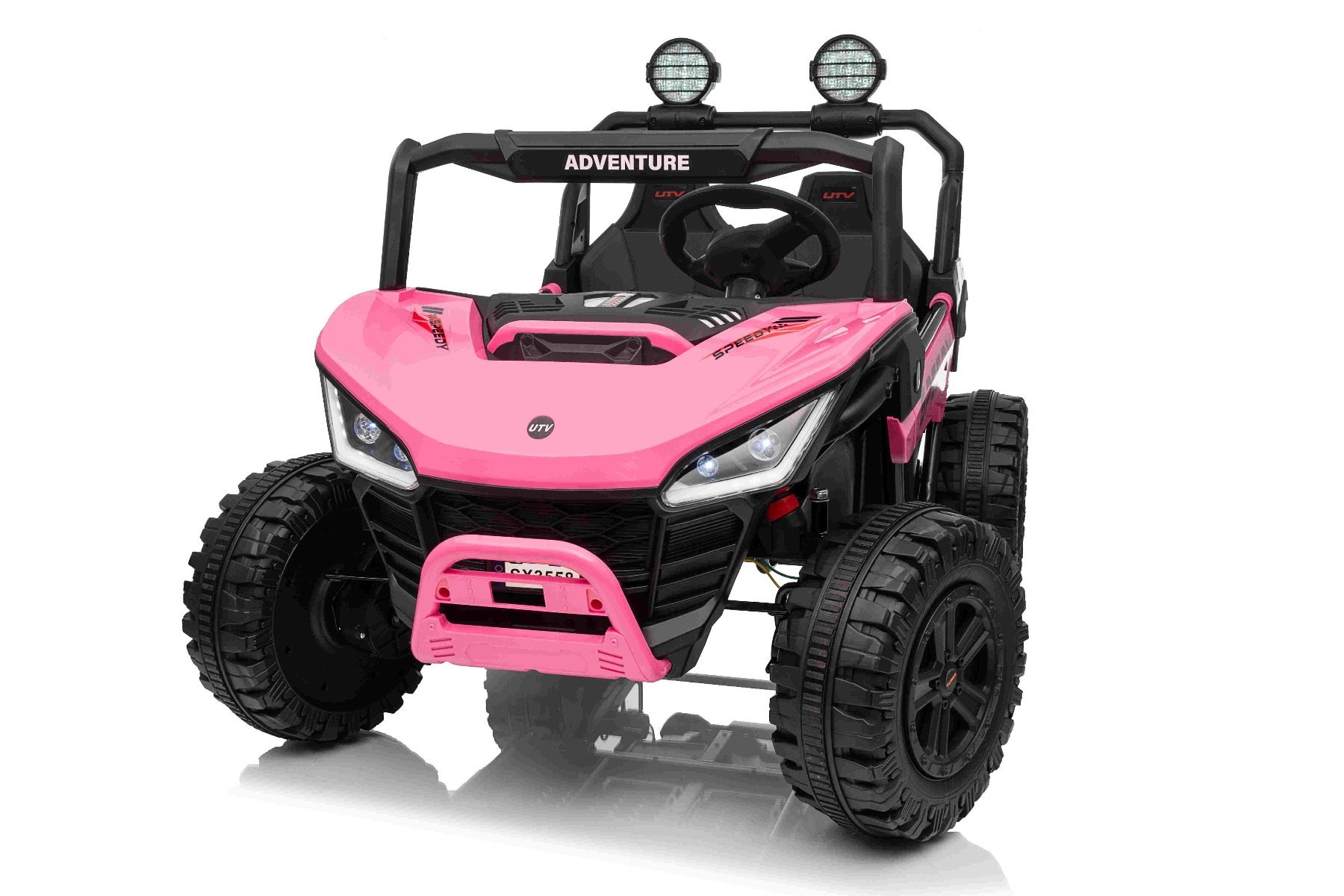 Maşinuţa electrica copii T-REX Ride 4x4 cu două locuri 24V, roz, player MP3 cu intrare USB/AUX, acționare 4x4, baterie litiu, suspensie, telecomandă, lumini LED - imagine 18