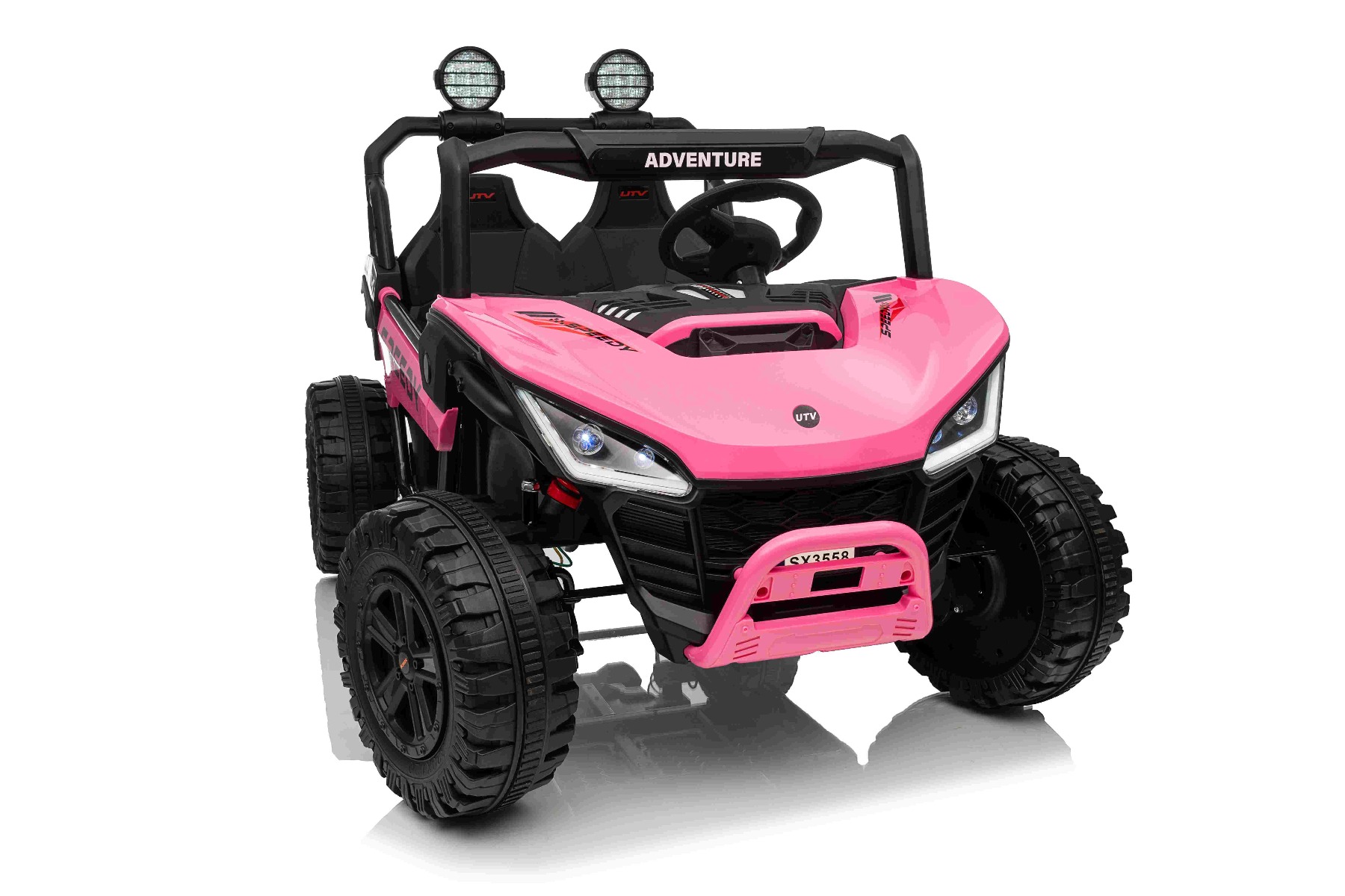 Maşinuţa electrica copii T-REX Ride 4x4 cu două locuri 24V, roz, player MP3 cu intrare USB/AUX, acționare 4x4, baterie litiu, suspensie, telecomandă, lumini LED - imagine 20