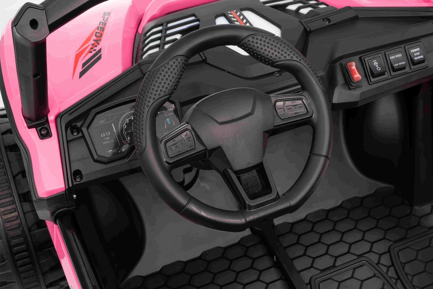 Maşinuţa electrica copii T-REX Ride 4x4 cu două locuri 24V, roz, player MP3 cu intrare USB/AUX, acționare 4x4, baterie litiu, suspensie, telecomandă, lumini LED - imagine 31