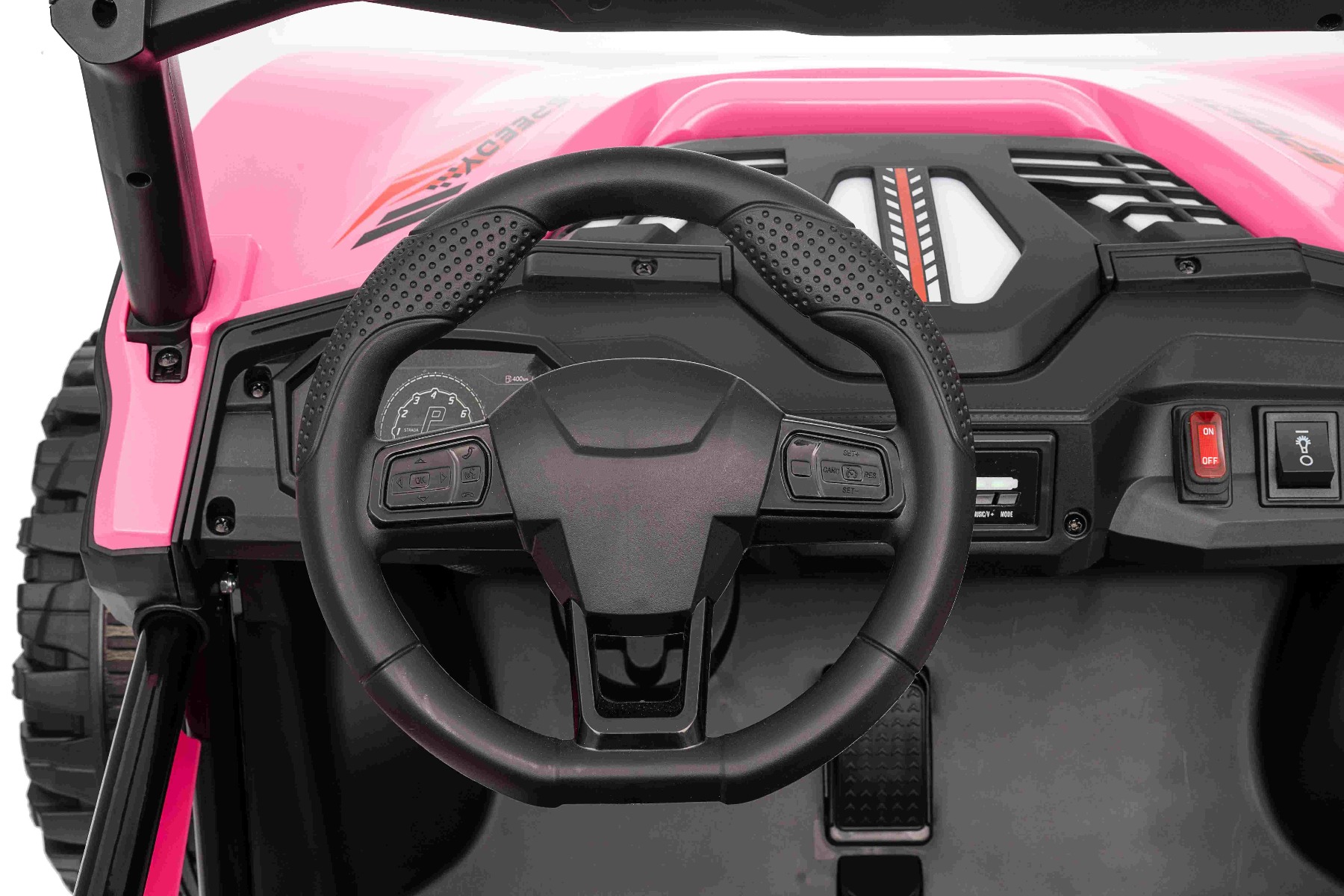 Maşinuţa electrica copii T-REX Ride 4x4 cu două locuri 24V, roz, player MP3 cu intrare USB/AUX, acționare 4x4, baterie litiu, suspensie, telecomandă, lumini LED - imagine 33